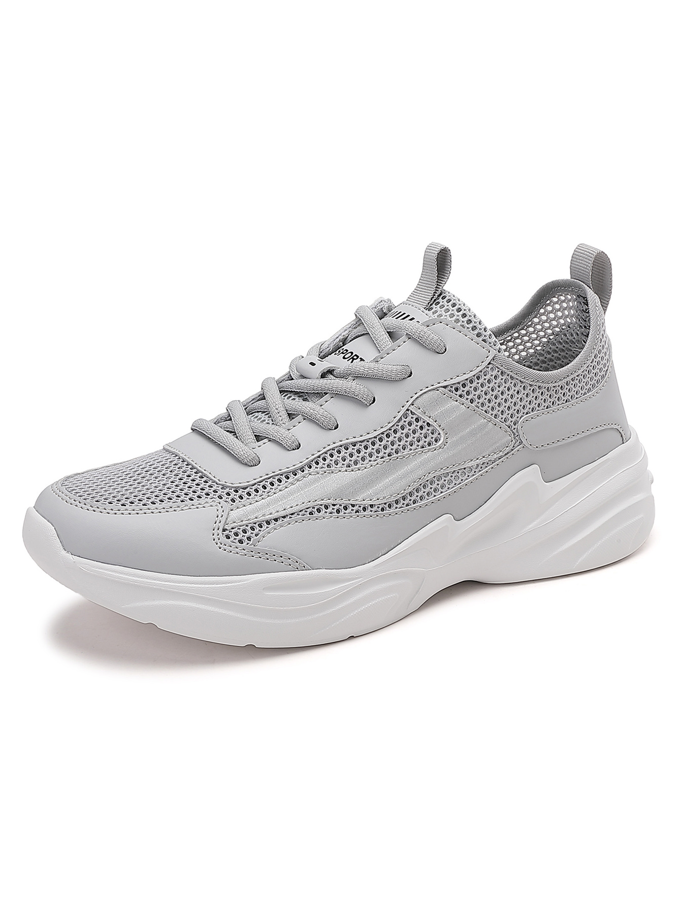 Men Grey Lightweight Mesh Sport Sneakers