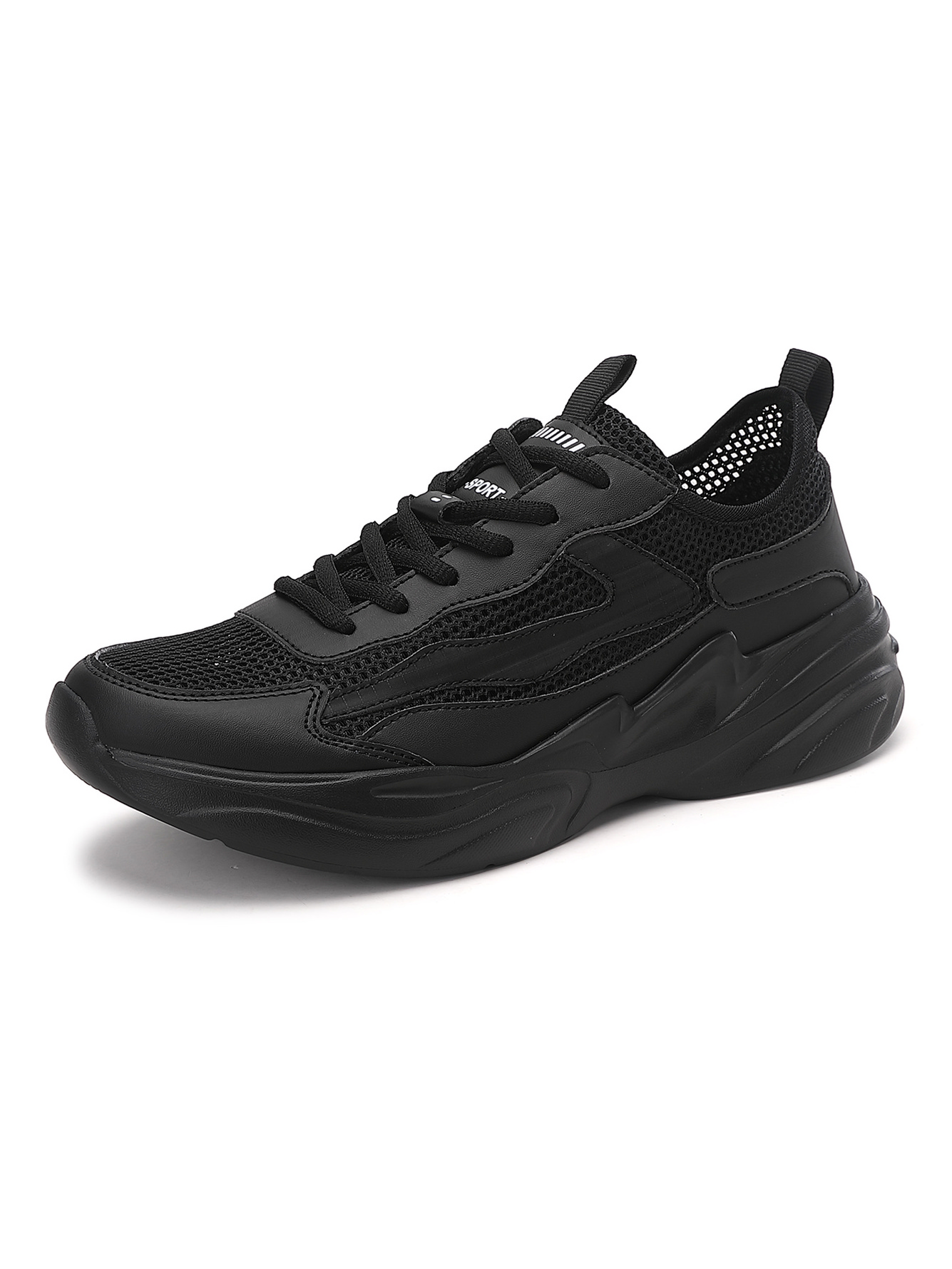 Men Black Mesh Chunky Sports Sneakers