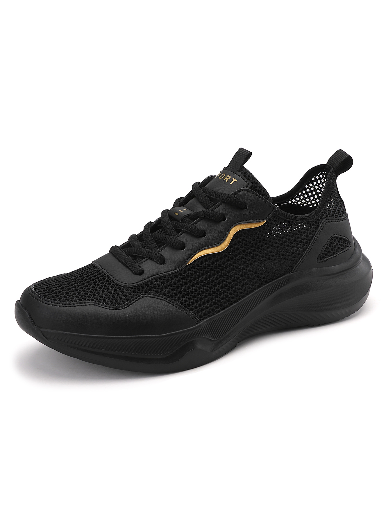 Men Black Mesh Sports Sneakers