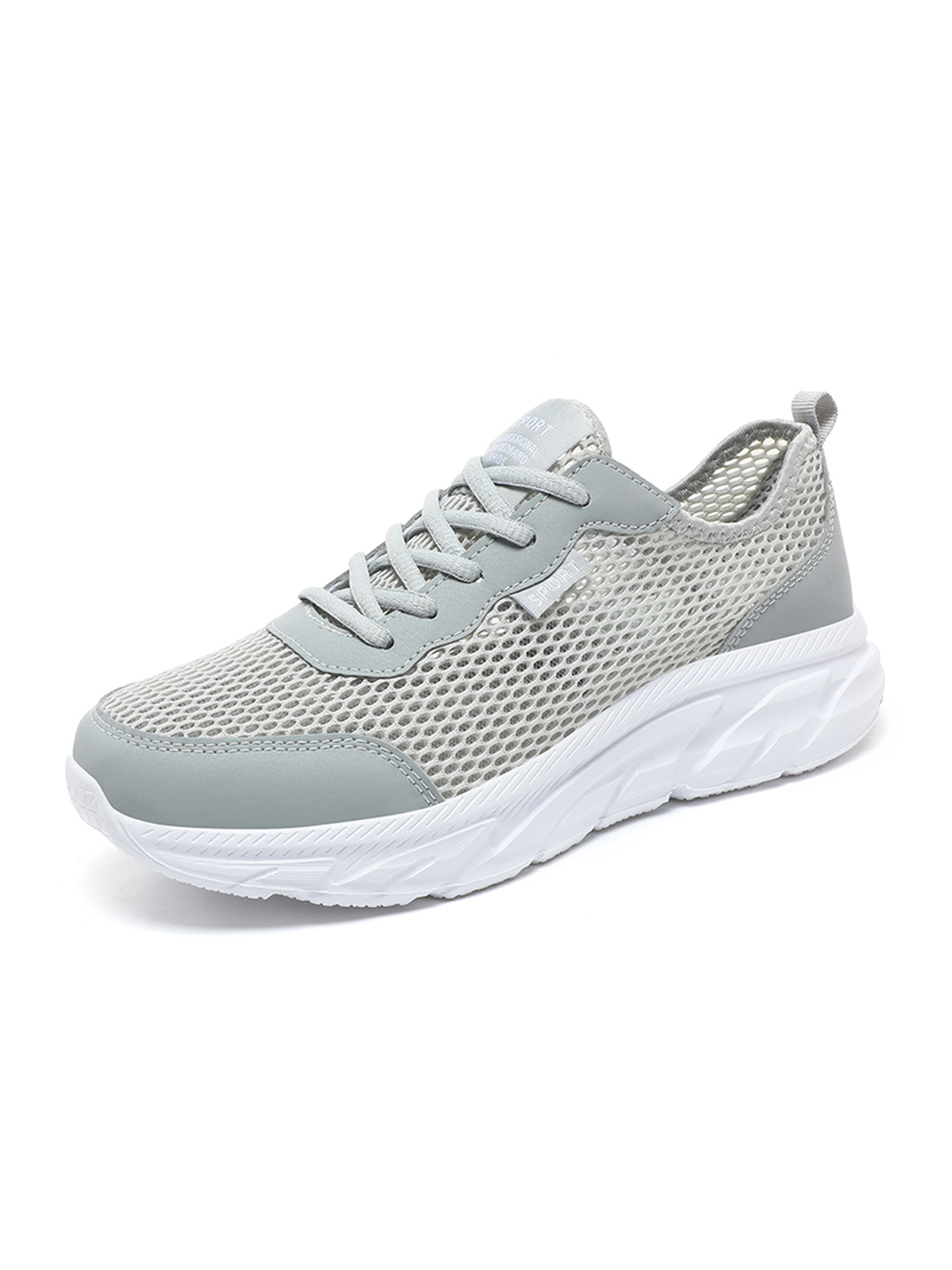 Men Grey Breathable Mesh Sports Sneakers