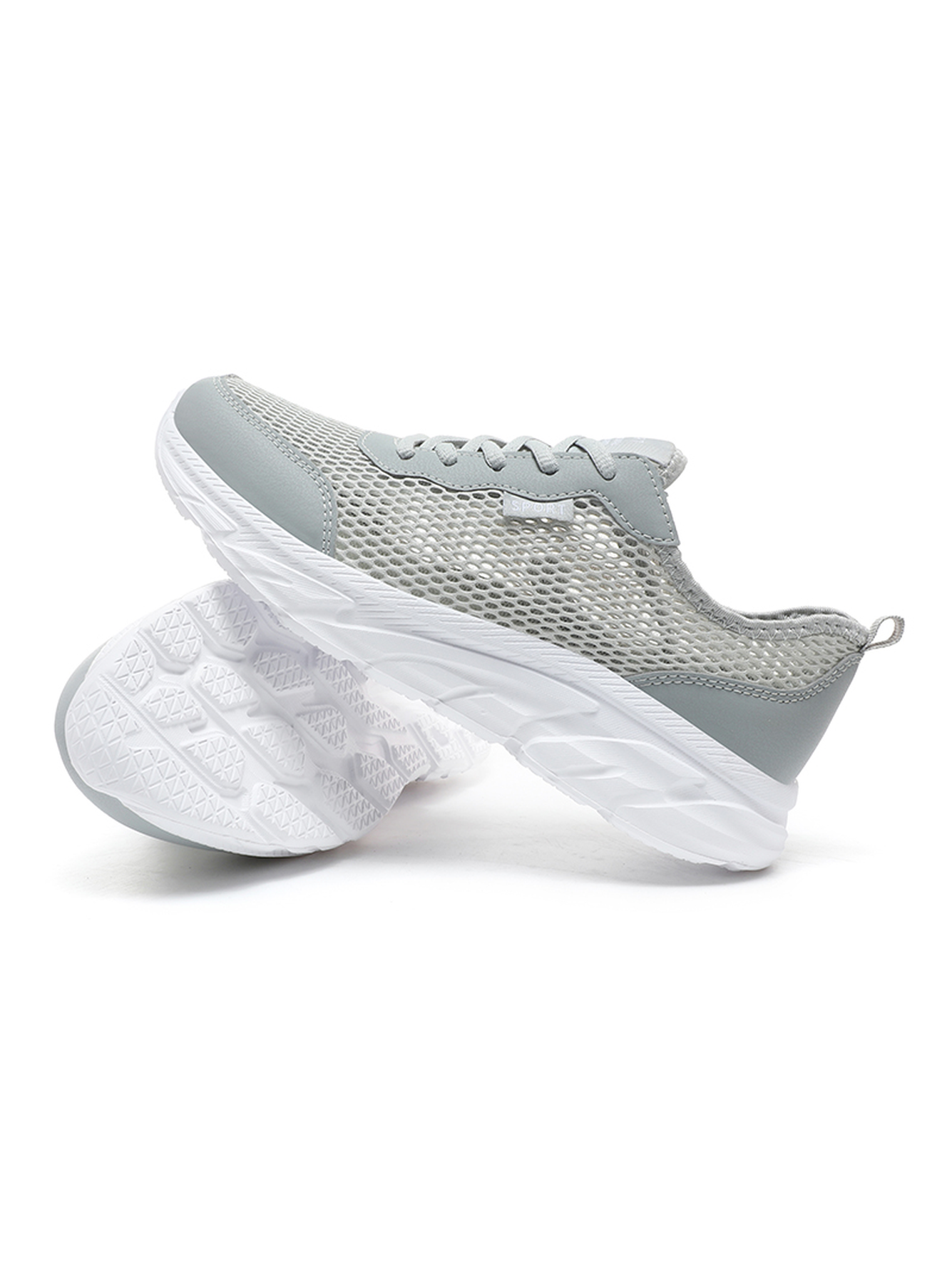 Men Grey Breathable Mesh Sports Sneakers