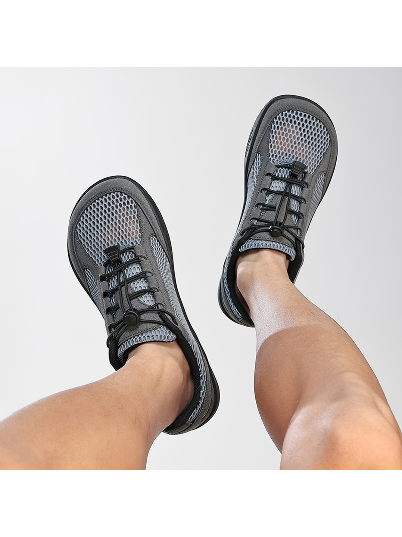 Men Charcoal Mesh Sport Sneakers