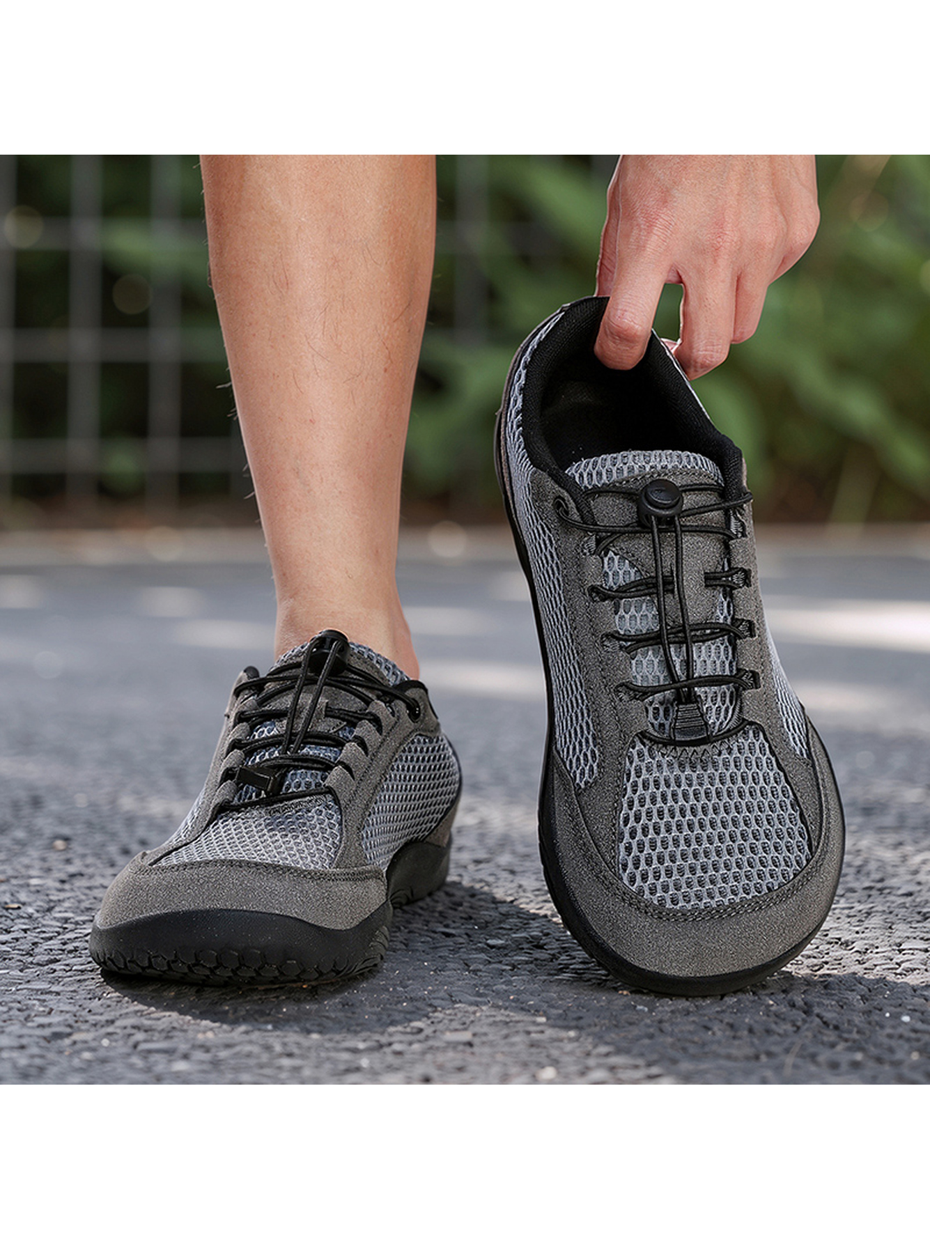 Men Charcoal Mesh Sport Sneakers