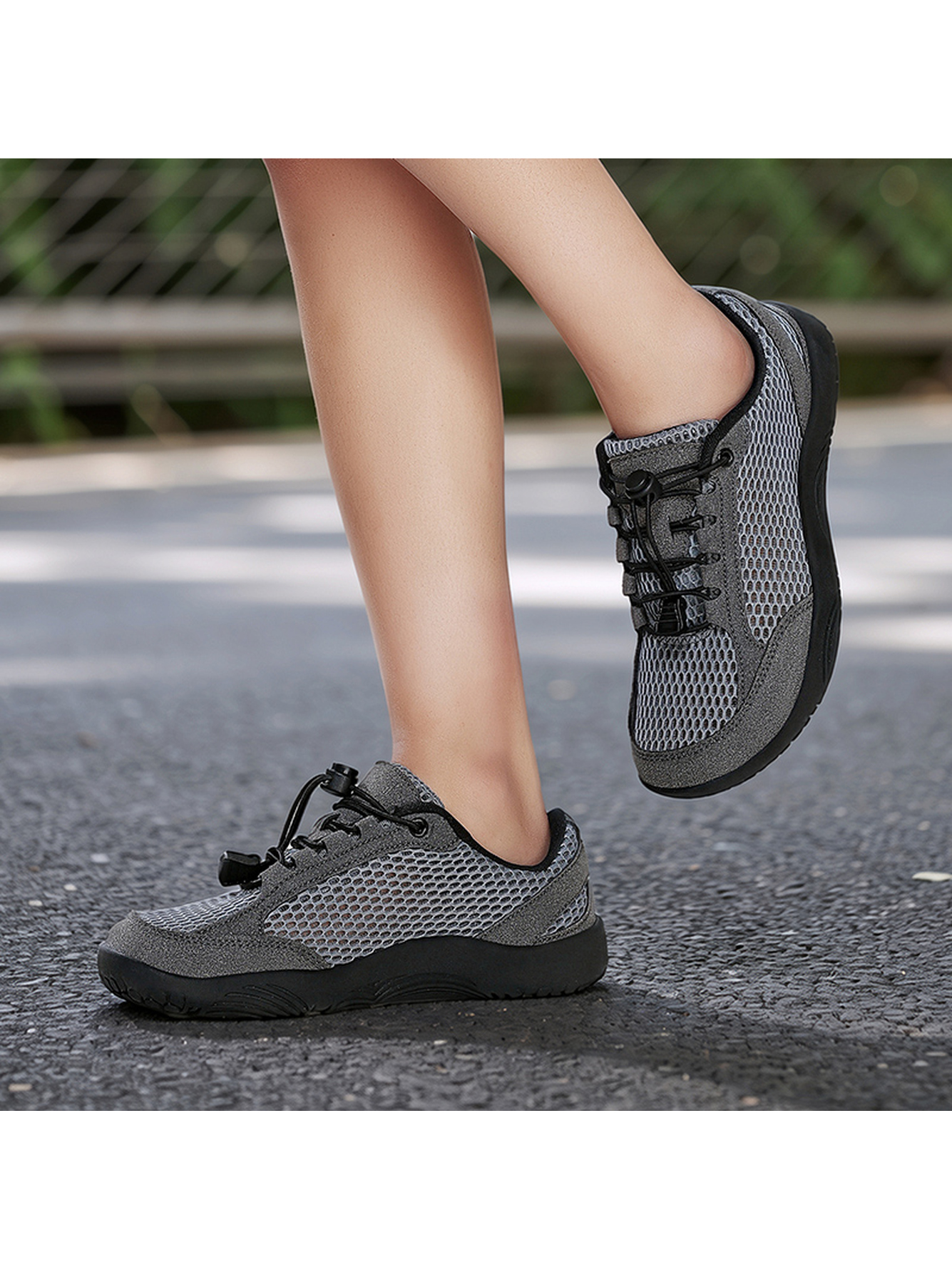 Men Charcoal Mesh Sport Sneakers
