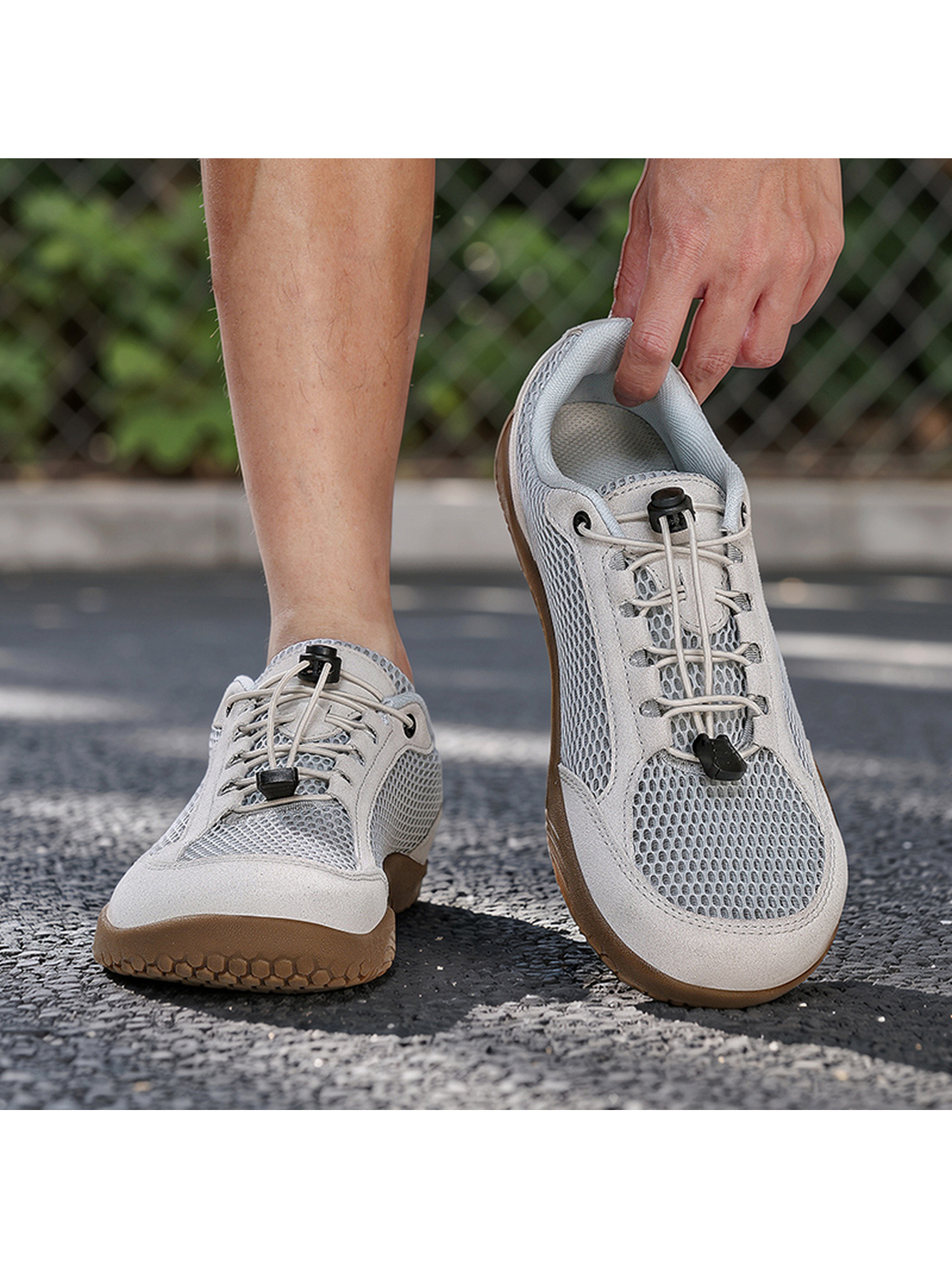 Men Grey Mesh Sports Sneakers