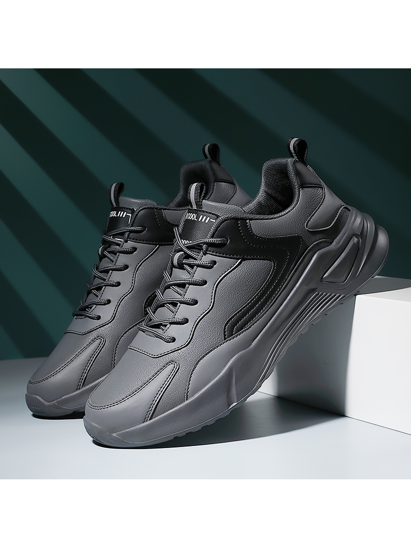 Men Charcoal Chunky Sports Sneakers