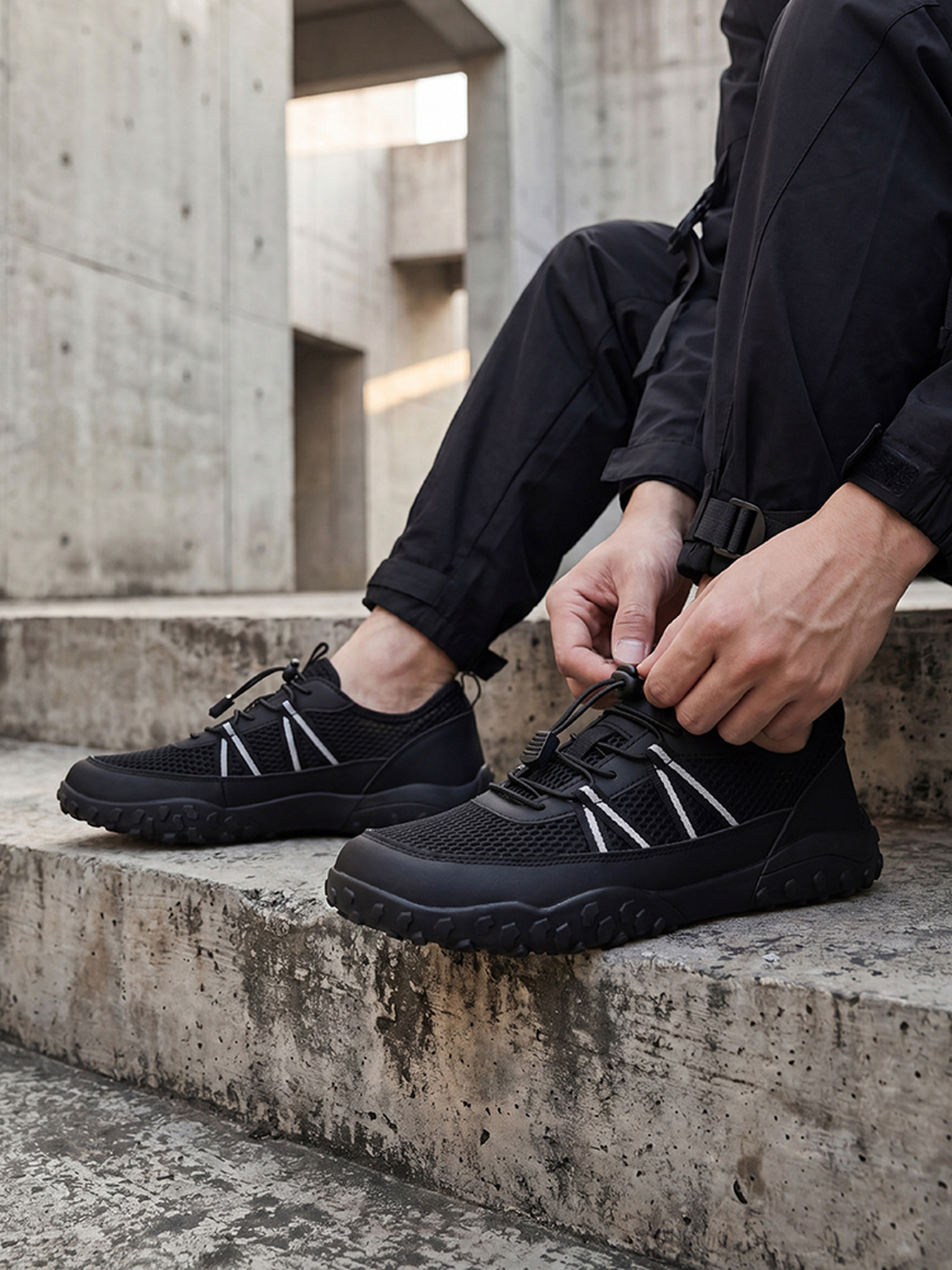 Men Black Mesh Water Sneakers