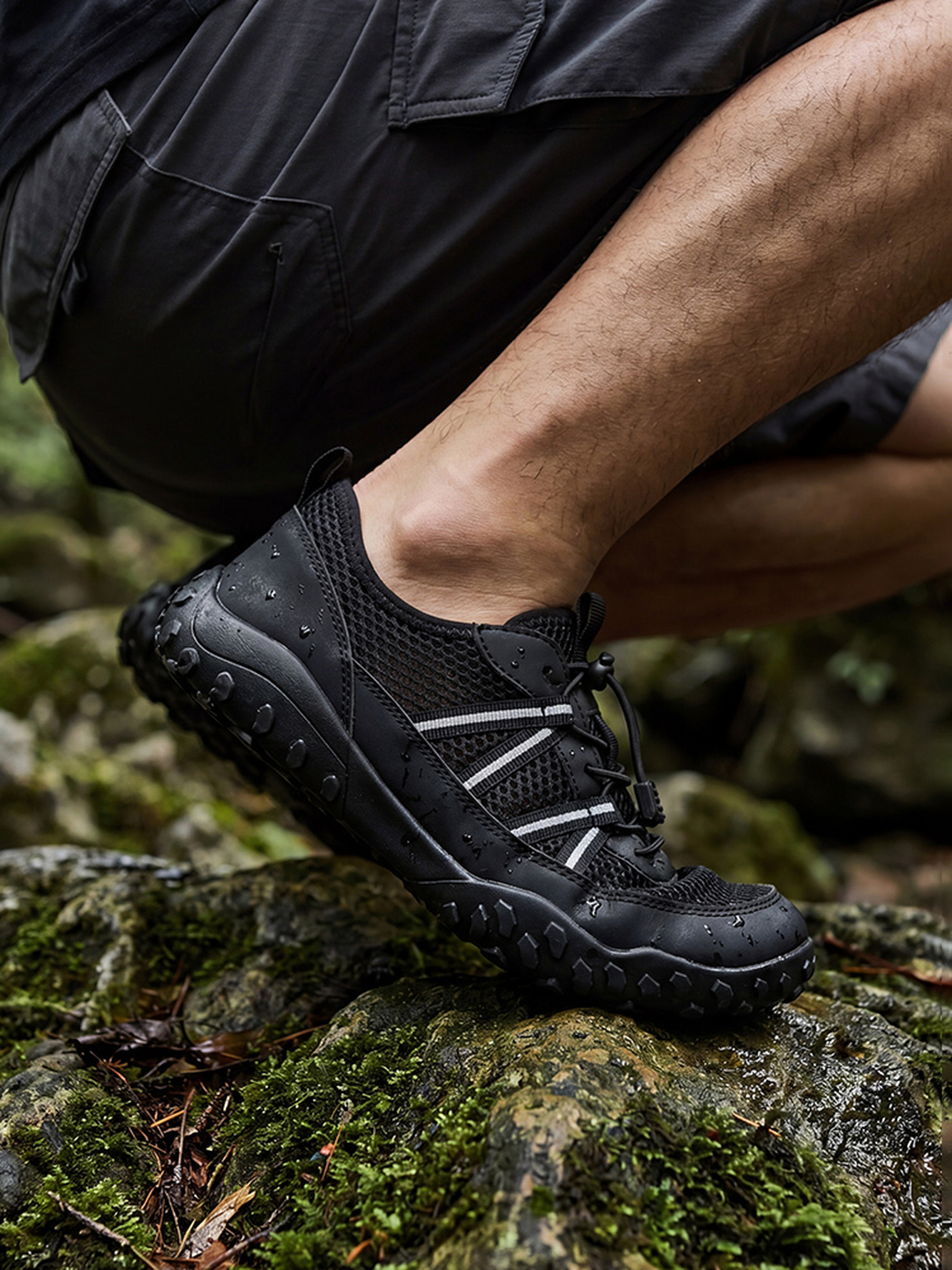 Men Black Mesh Water Sneakers