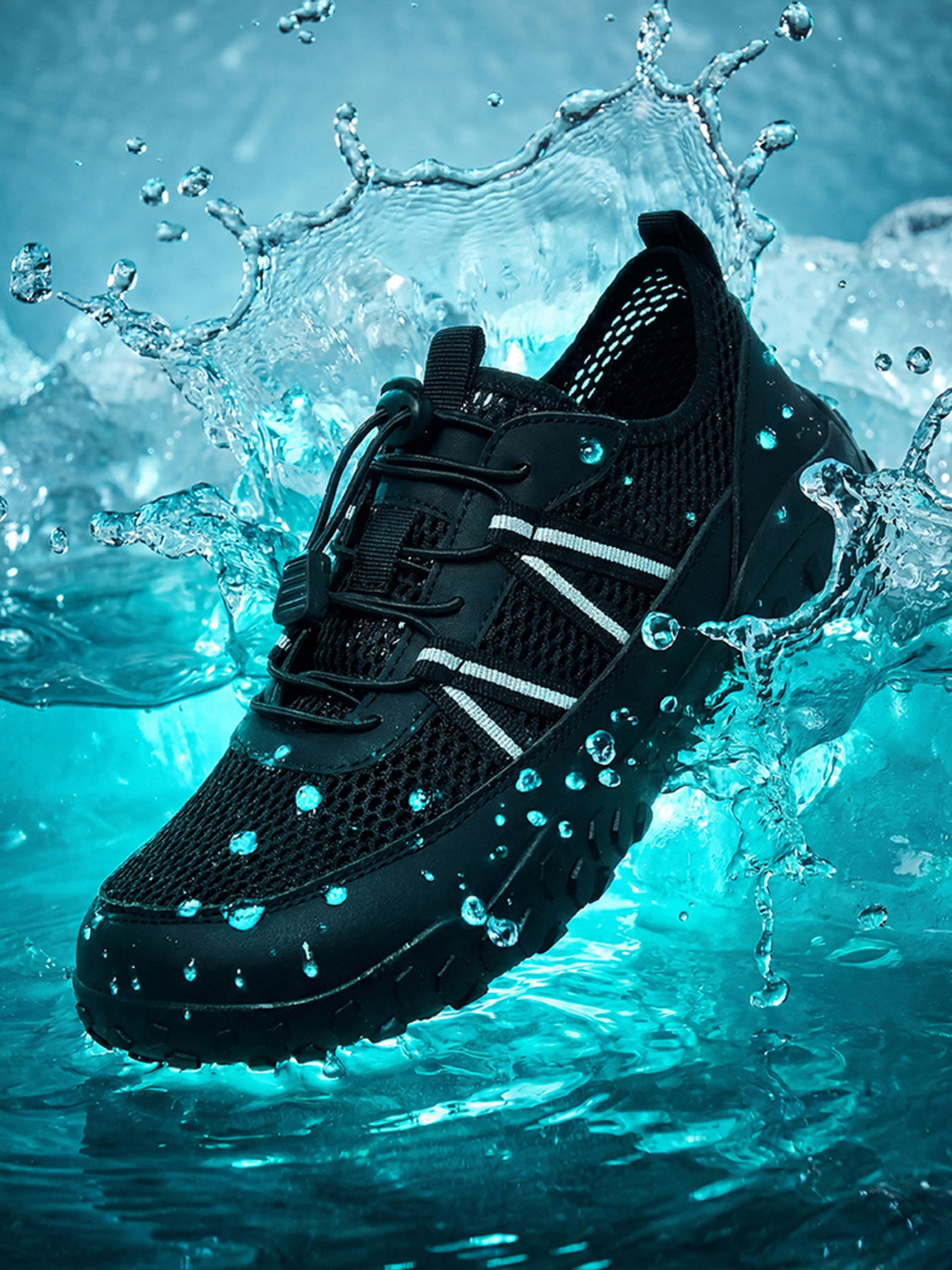 Men Black Mesh Water Sneakers