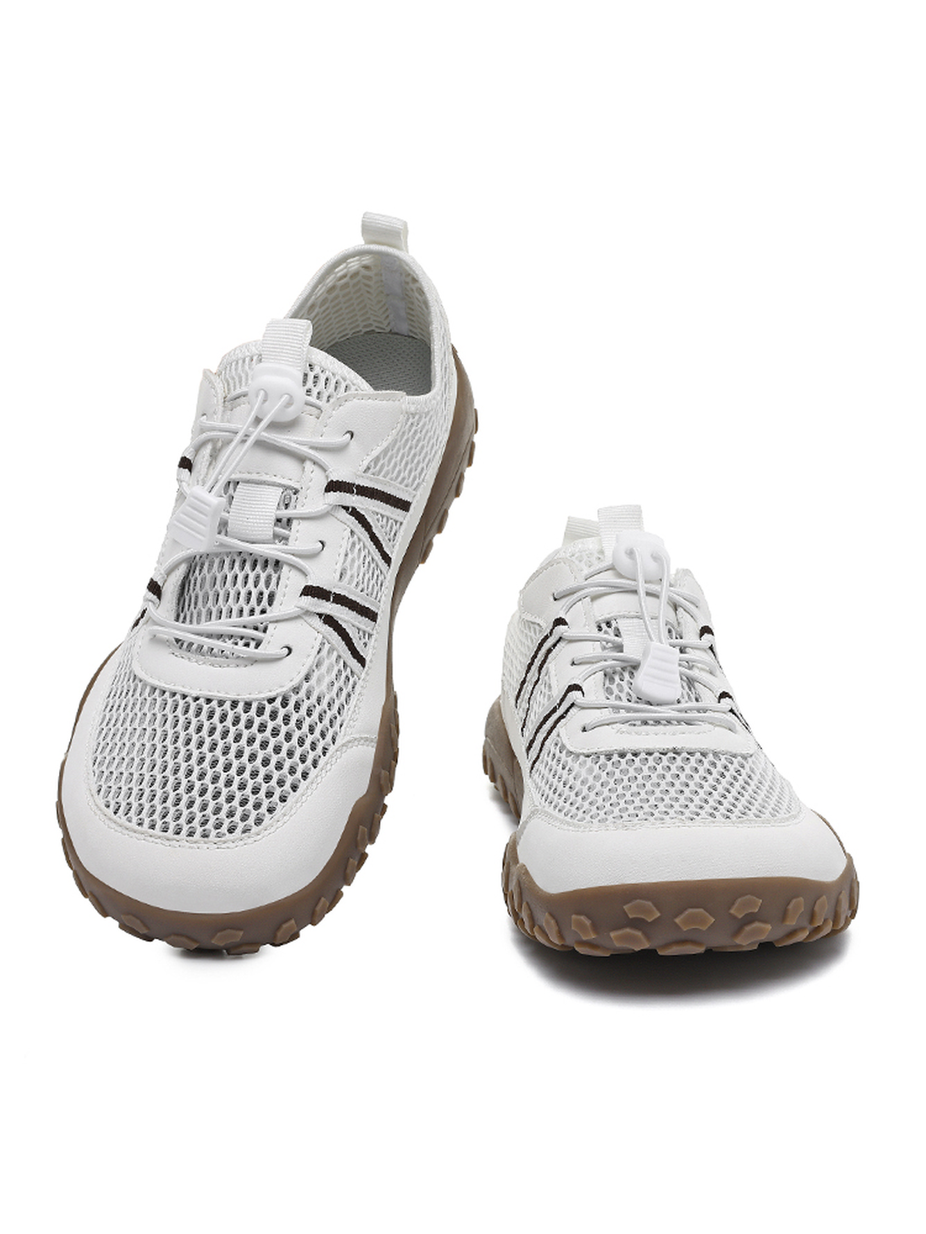 Men Off-White Mesh Sports Sneakers