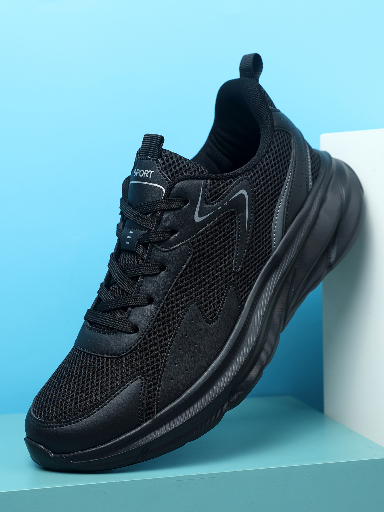 Men Black Sports Sneakers