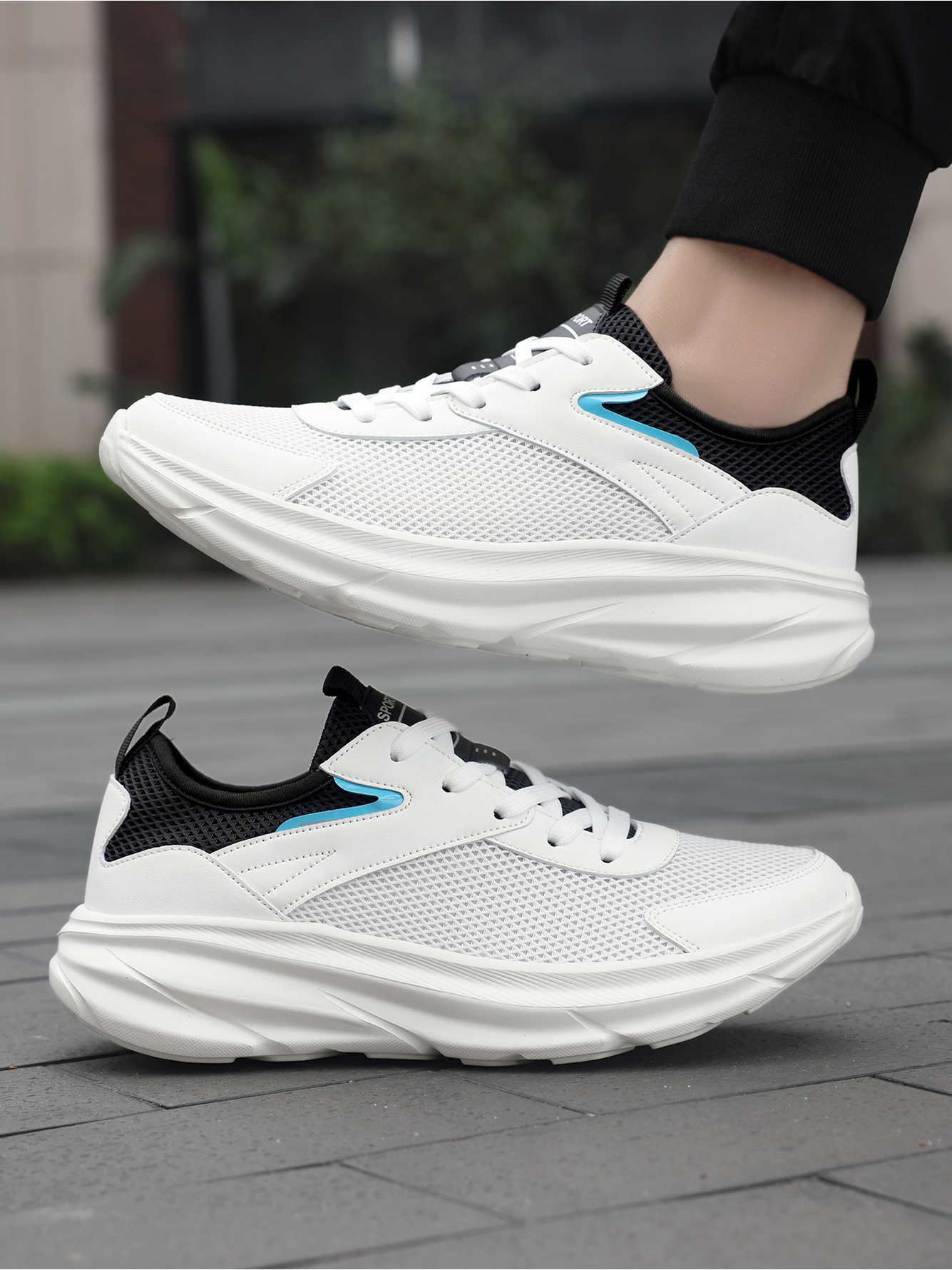 Men White Sporty Mesh Sneakers