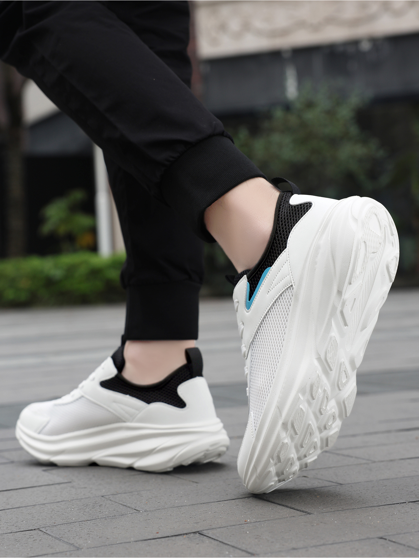 Men White Sporty Mesh Sneakers