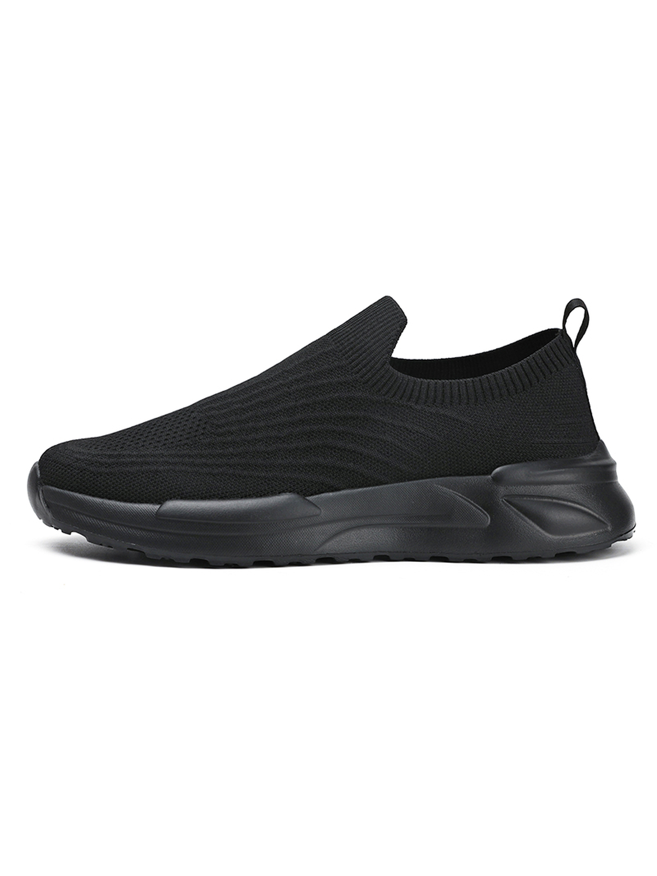 Men Black Slip-On Sports Sneakers