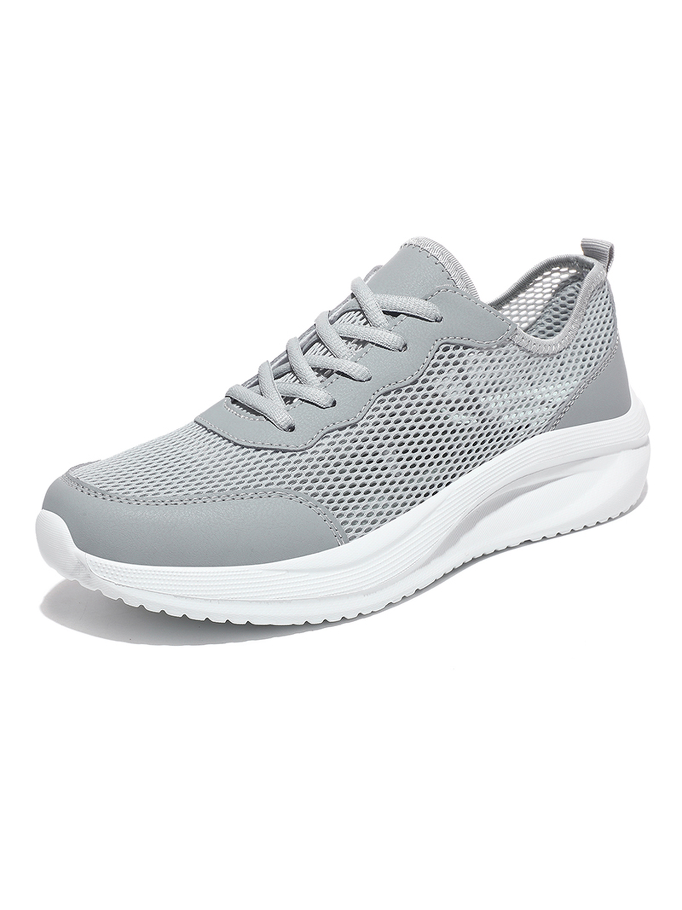 Men Grey Breathable Mesh Sports Sneakers