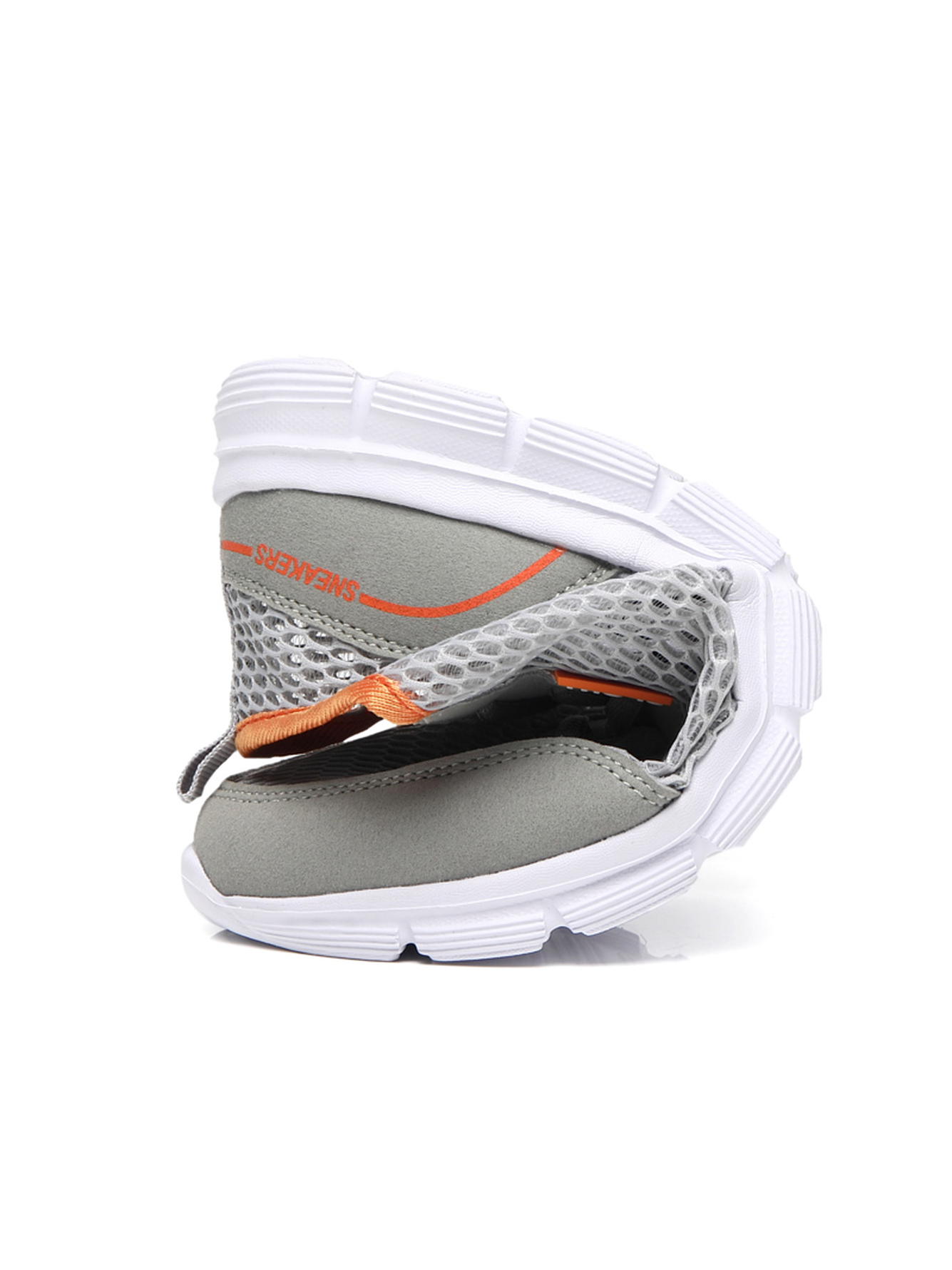 Men Grey Mesh Lightweight Sport Sneakers