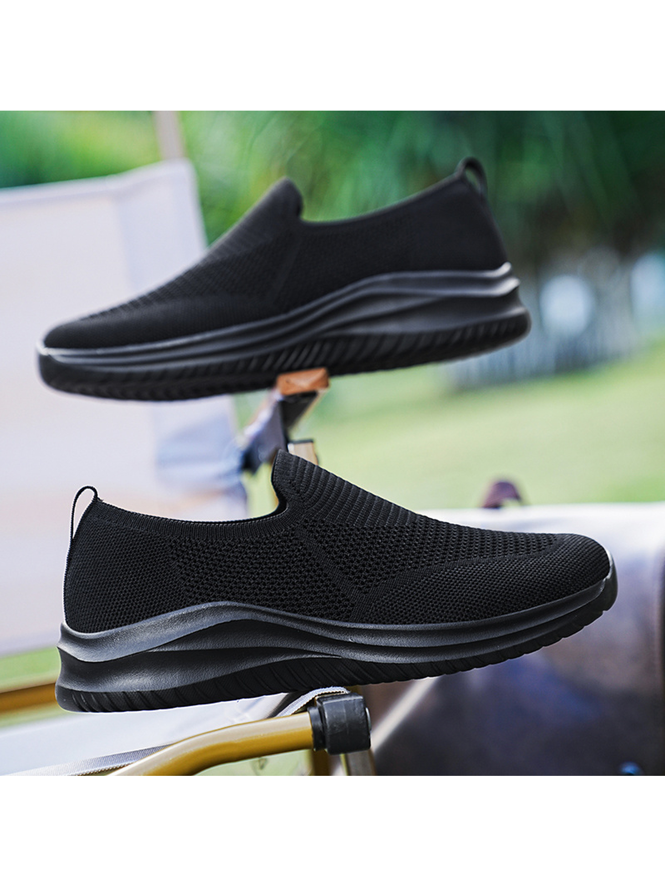 Men Black Slip-On Sports Sneakers