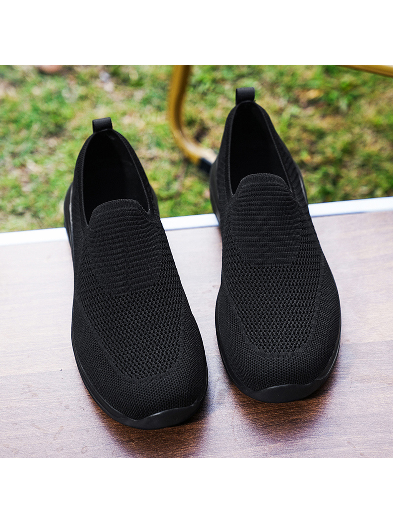Men Black Slip-On Sports Sneakers