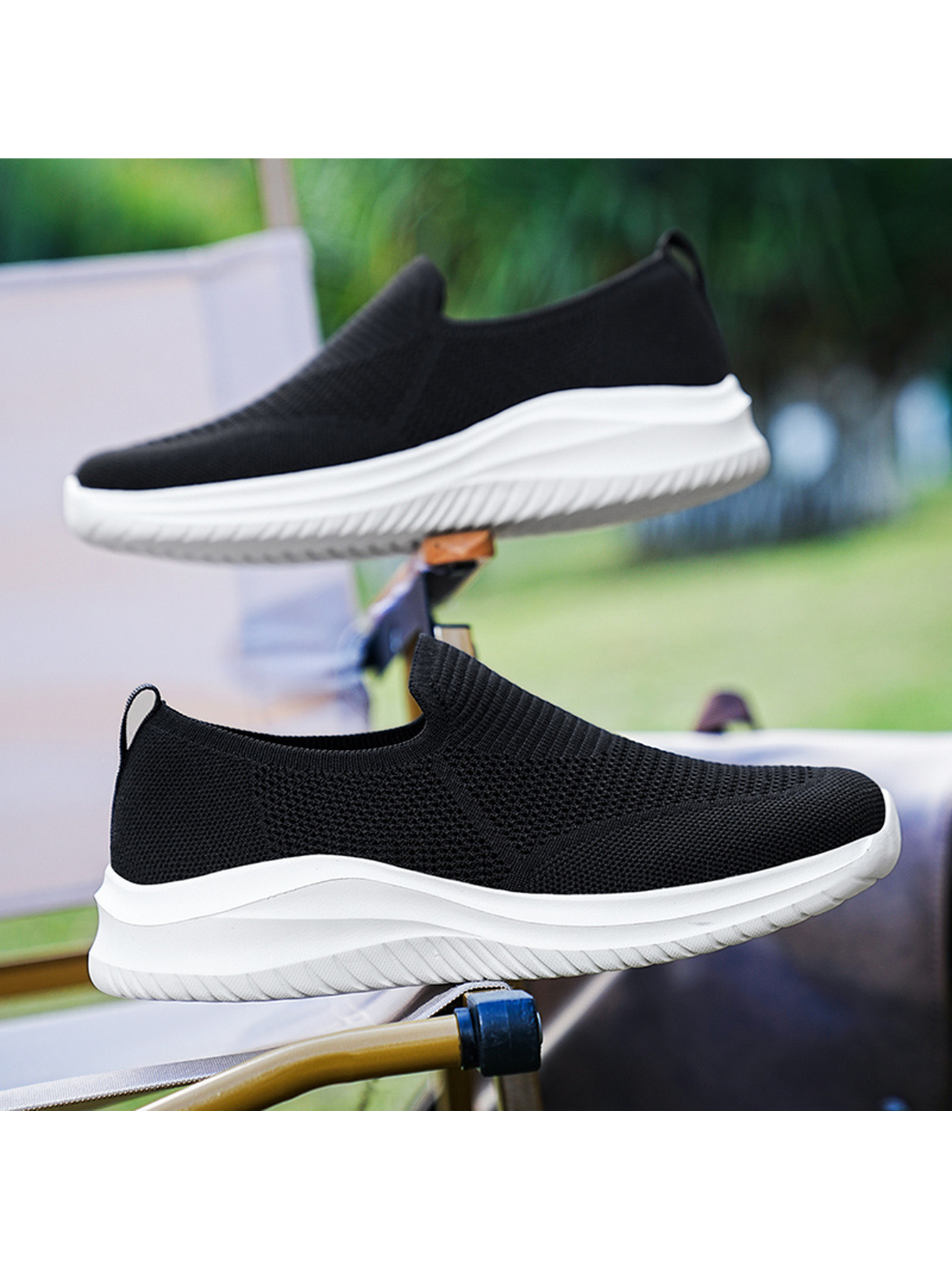Men Black Slip-On Sports Sneakers
