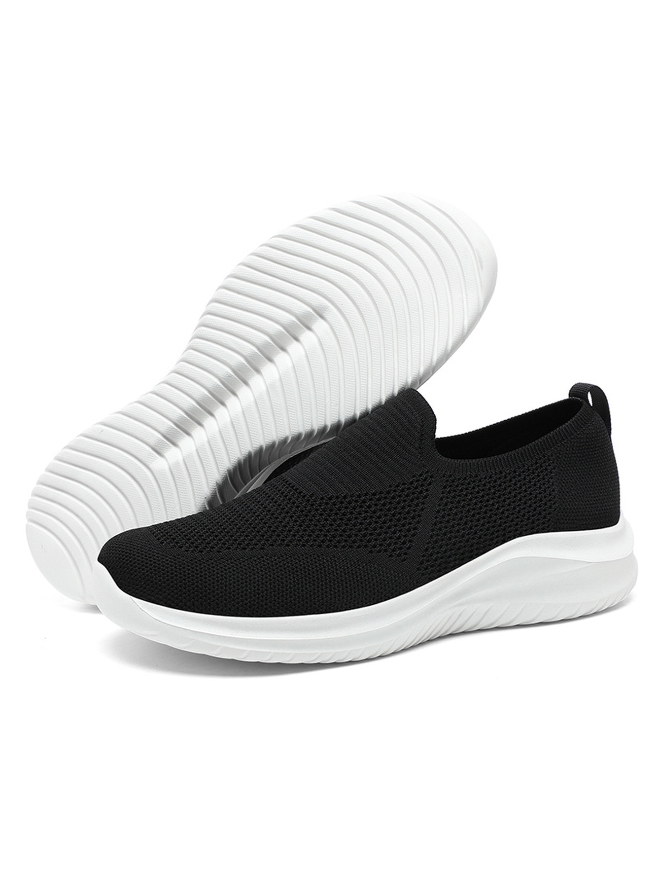Men Black Slip-On Sports Sneakers