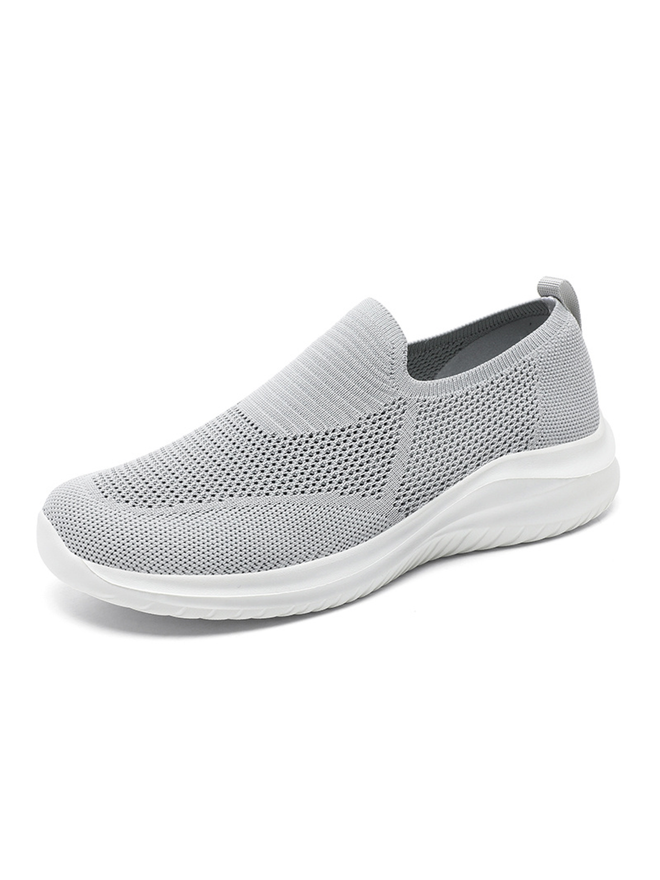 Grey Lightweight Mesh Slip-On Sneakers