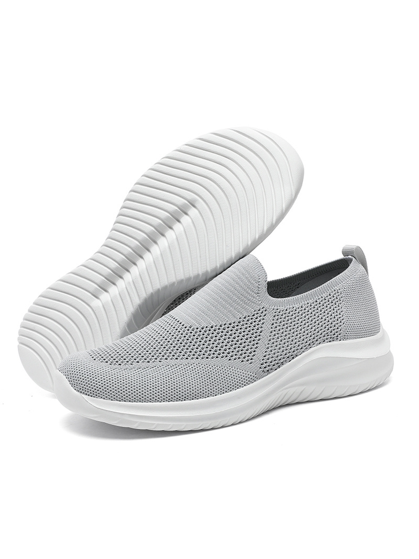 Grey Lightweight Mesh Slip-On Sneakers