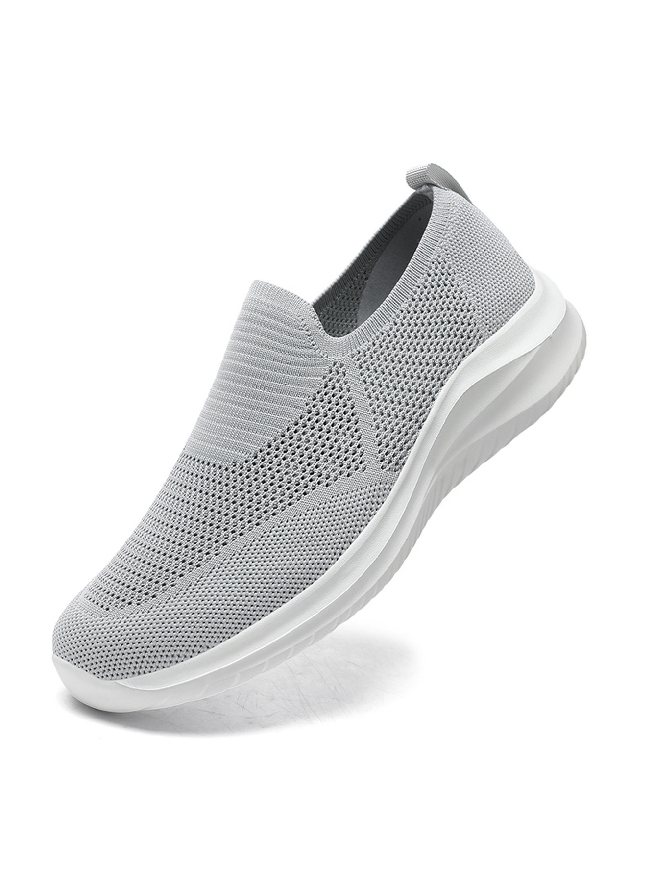 Grey Lightweight Mesh Slip-On Sneakers