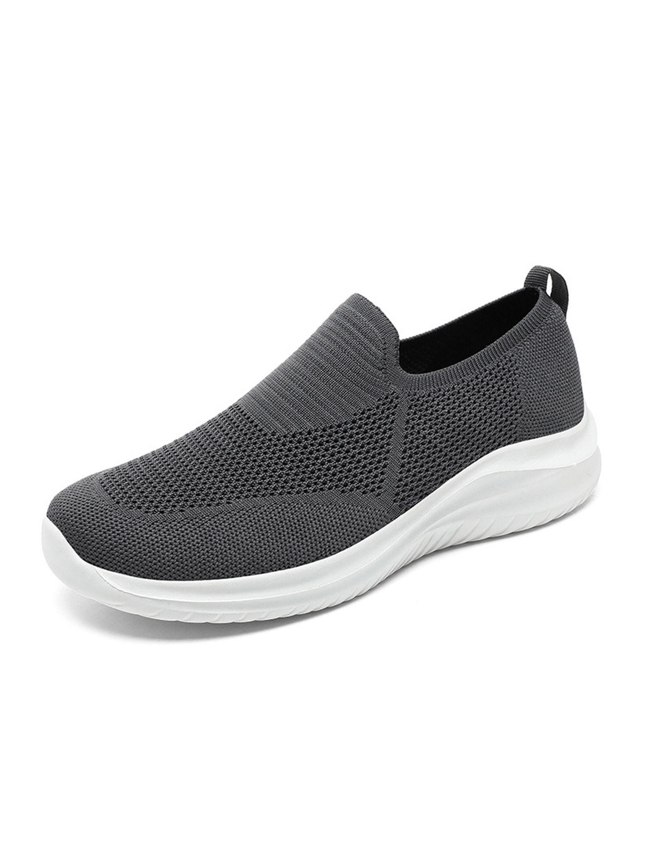 Men Charcoal Knit Sports Sneakers