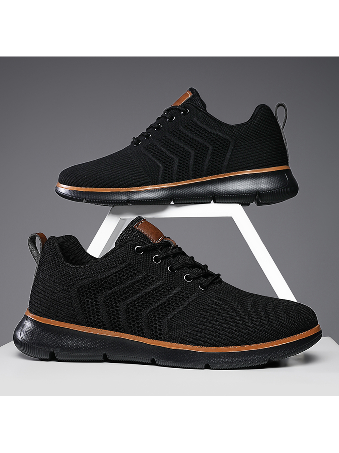 Men Black Mesh Comfort Sneakers