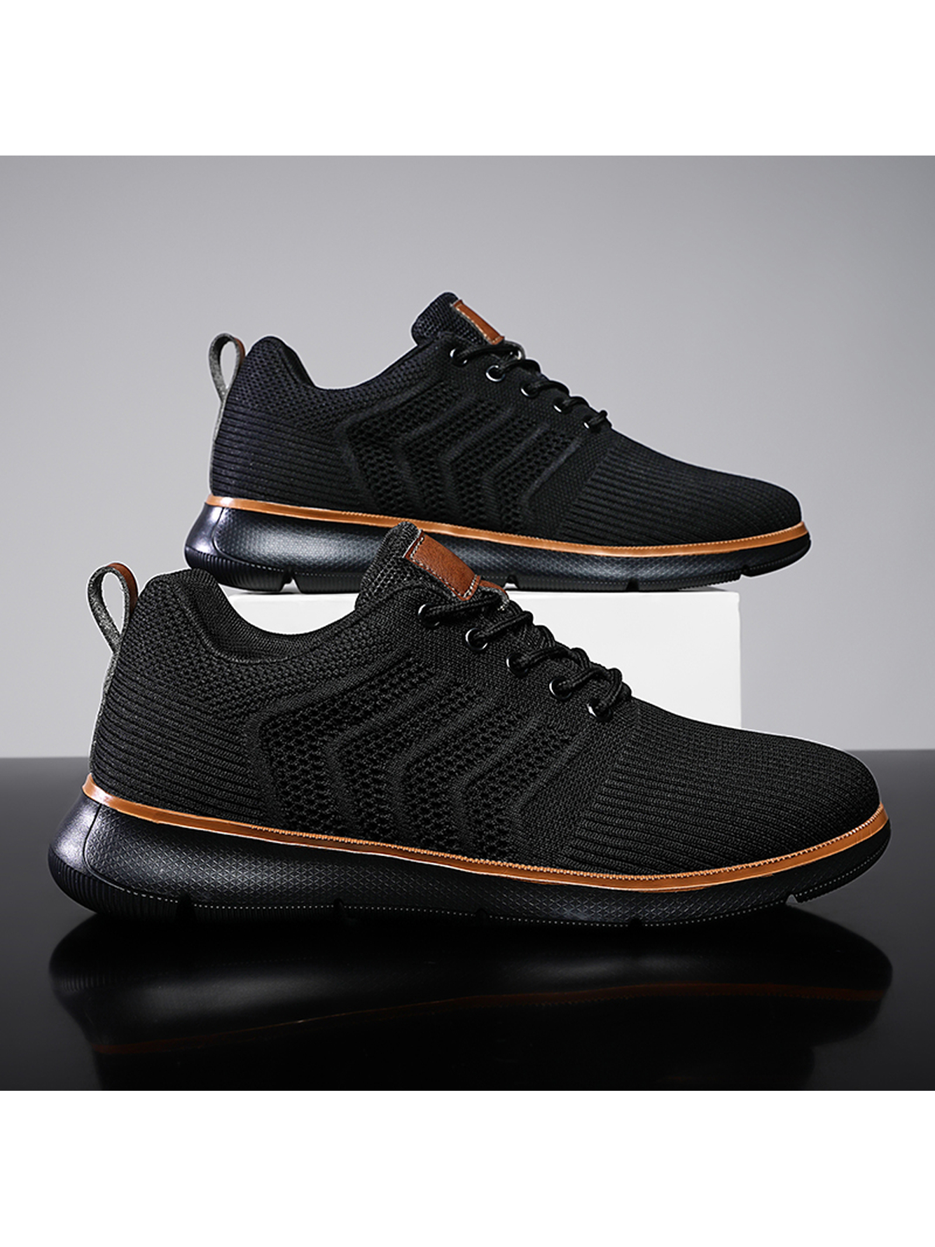 Men Black Mesh Comfort Sneakers