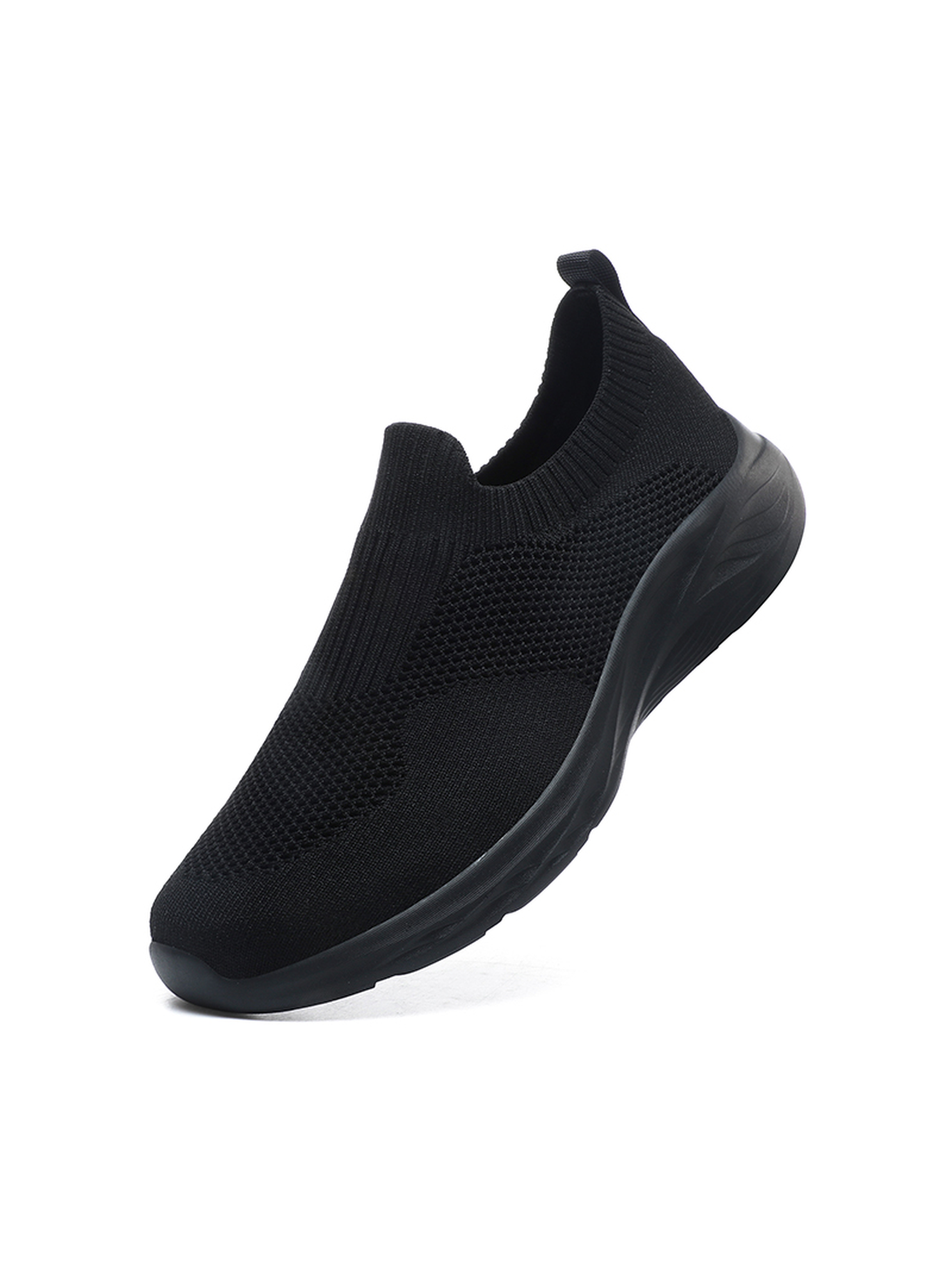 Men Black Slip-On Sports Sneakers