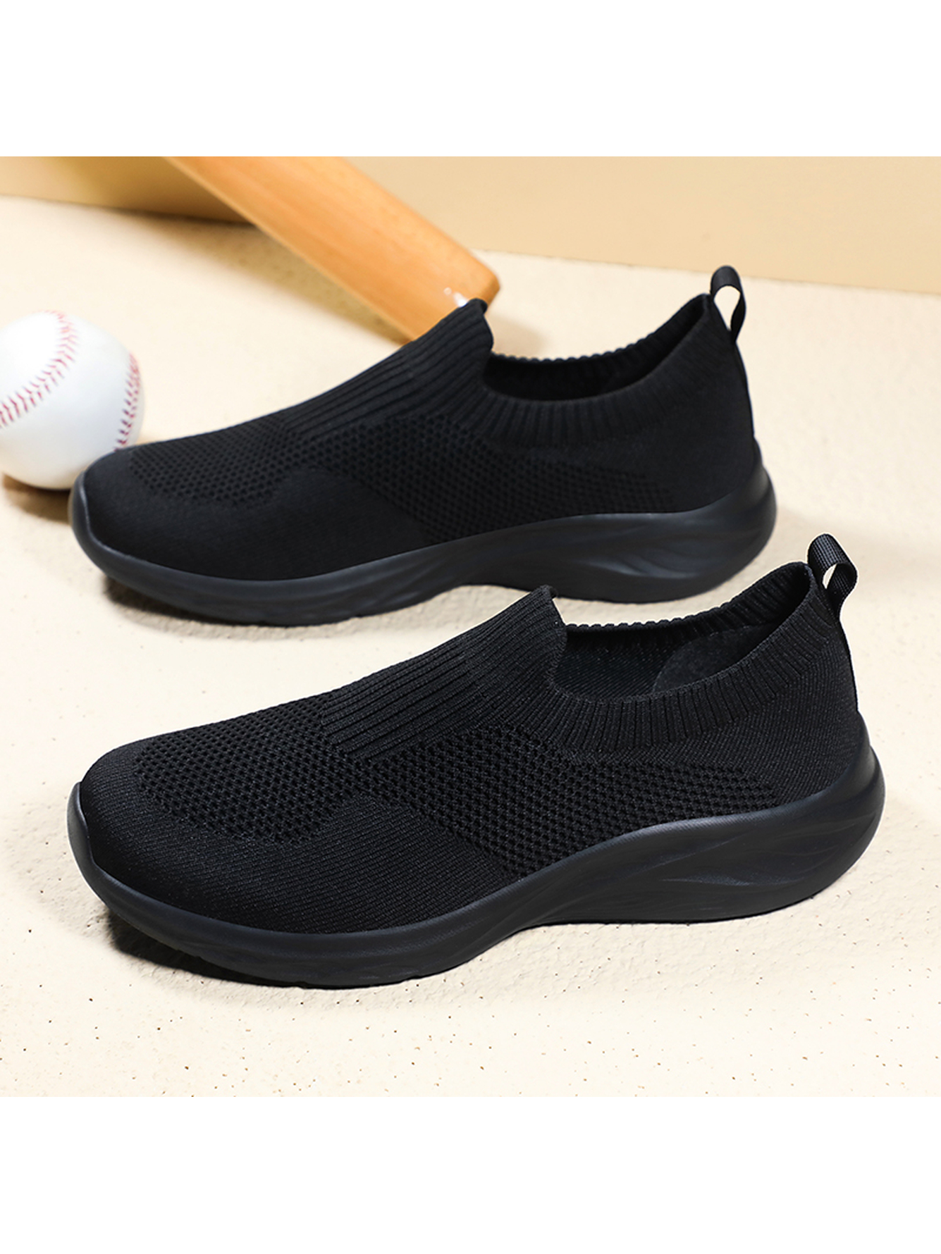 Men Black Slip-On Sports Sneakers