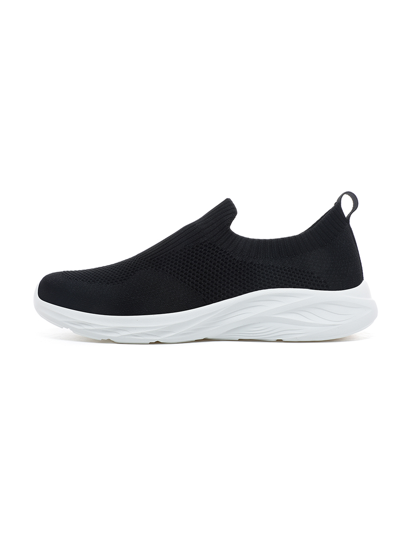 Men Black Knit Slip-On Athletic Sneakers