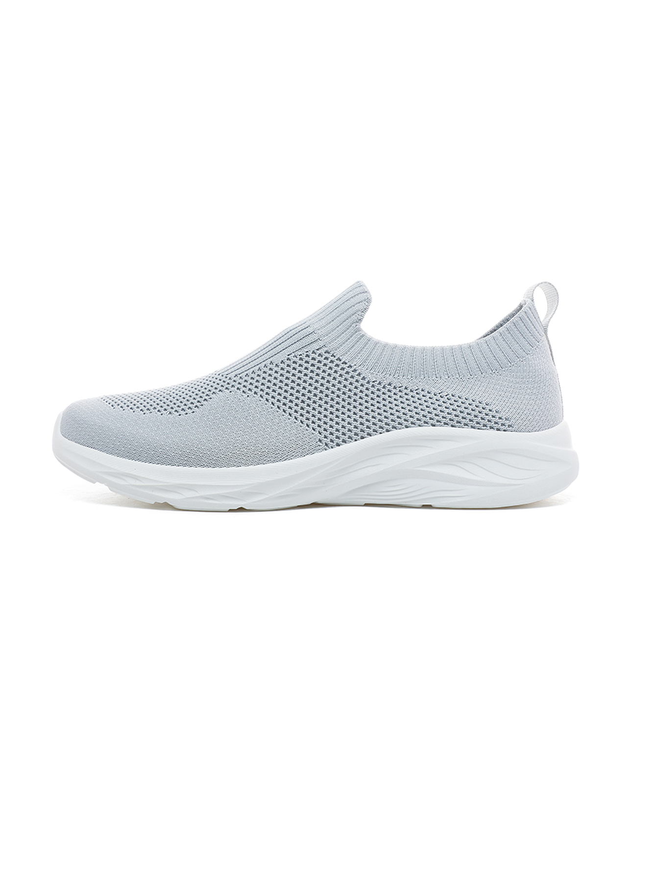 Men Lightweight Grey Knit Slip-On Sports Sneakers