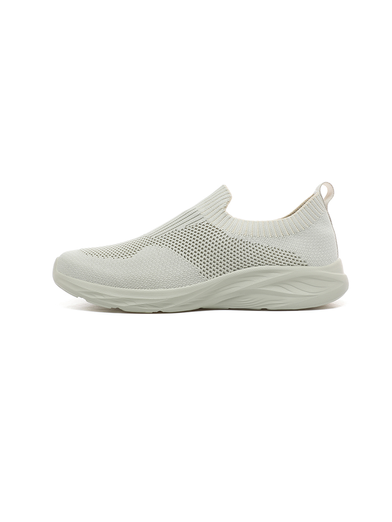 Men Beige Slip-On Knit Sports Sneakers