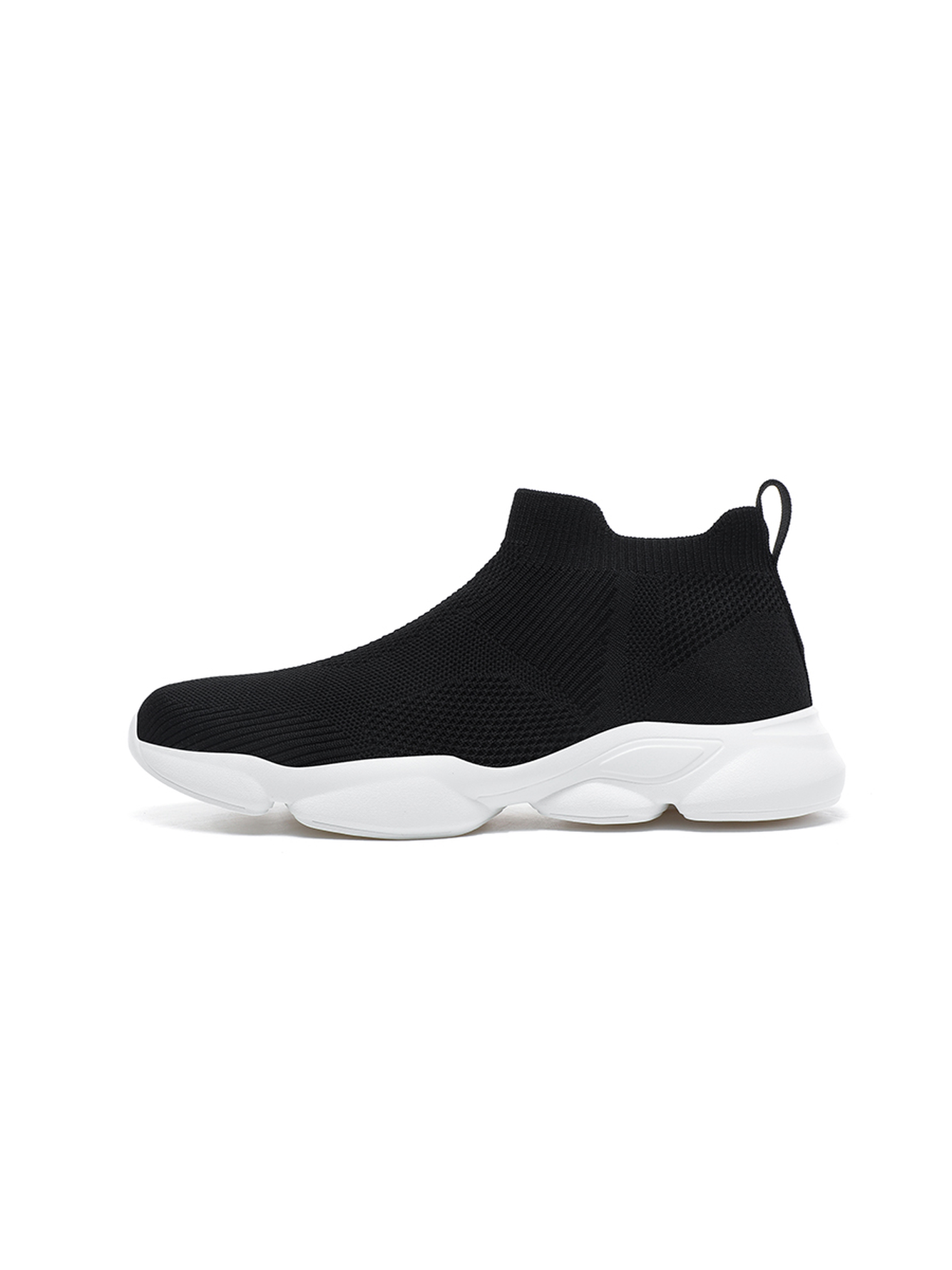 Men Black Slip-On Knit Sports Sneakers