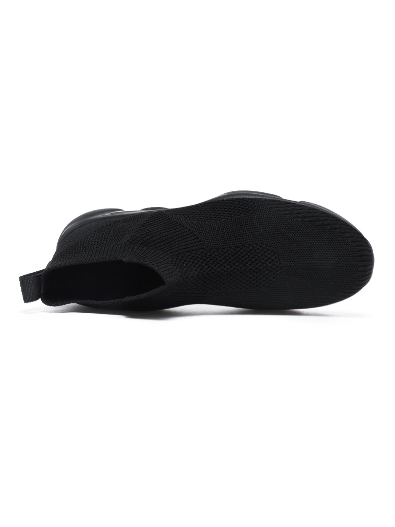 Men Black Slip-On Knit Sports Sneakers