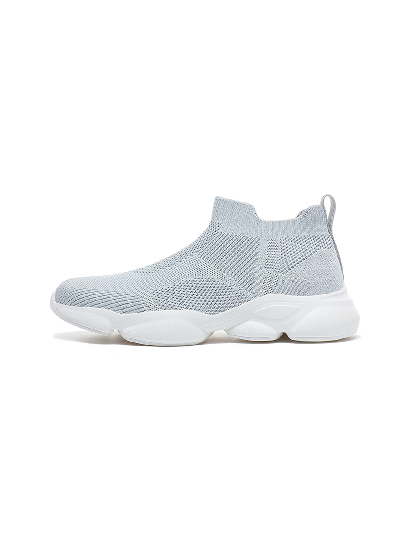 Men Grey Slip-On Knit Sports Sneakers