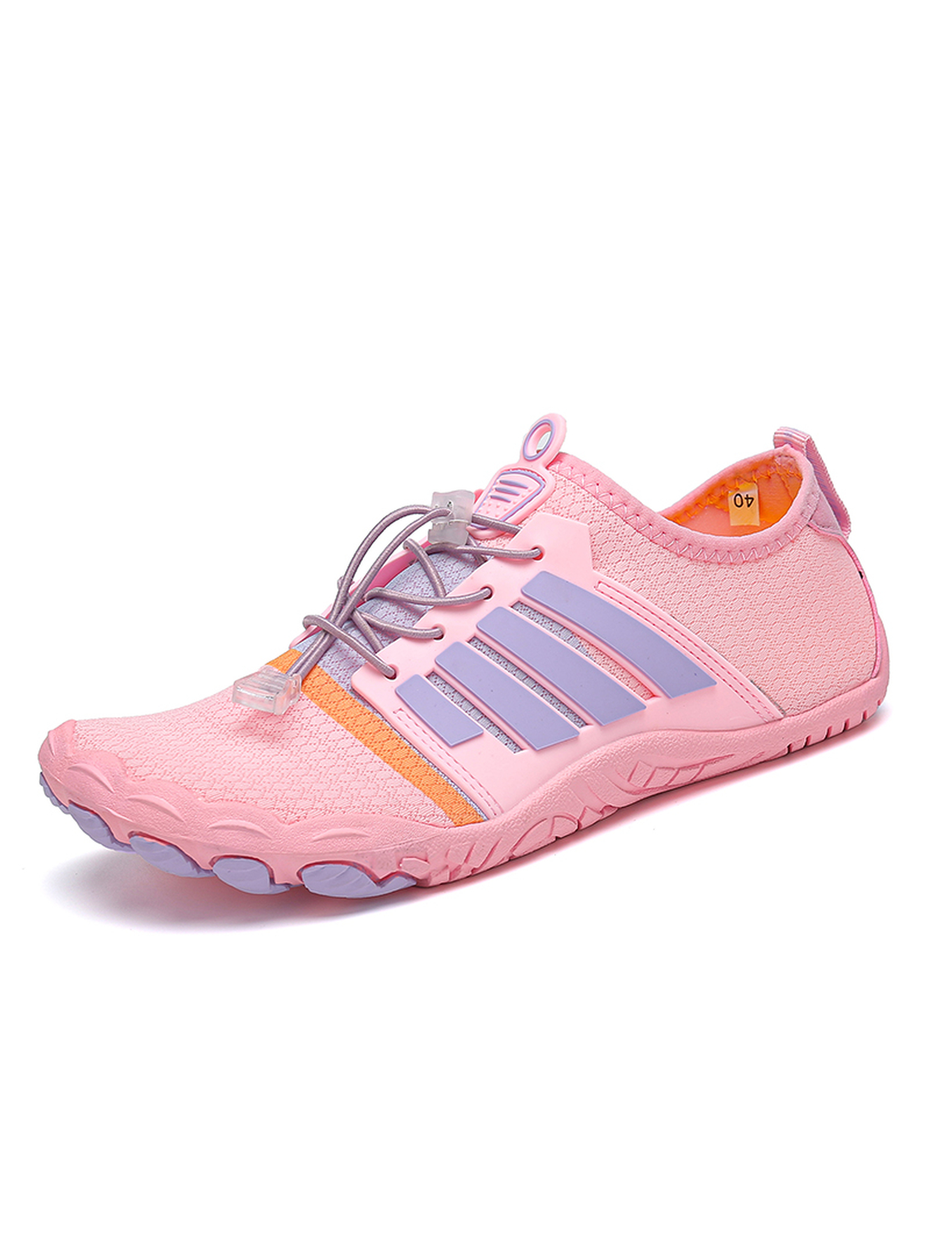 Pink PU Lace-Up Sports Sneakers