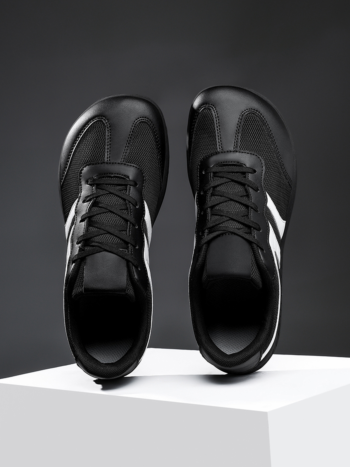Black Lace-Up Athletic Sports Sneakers