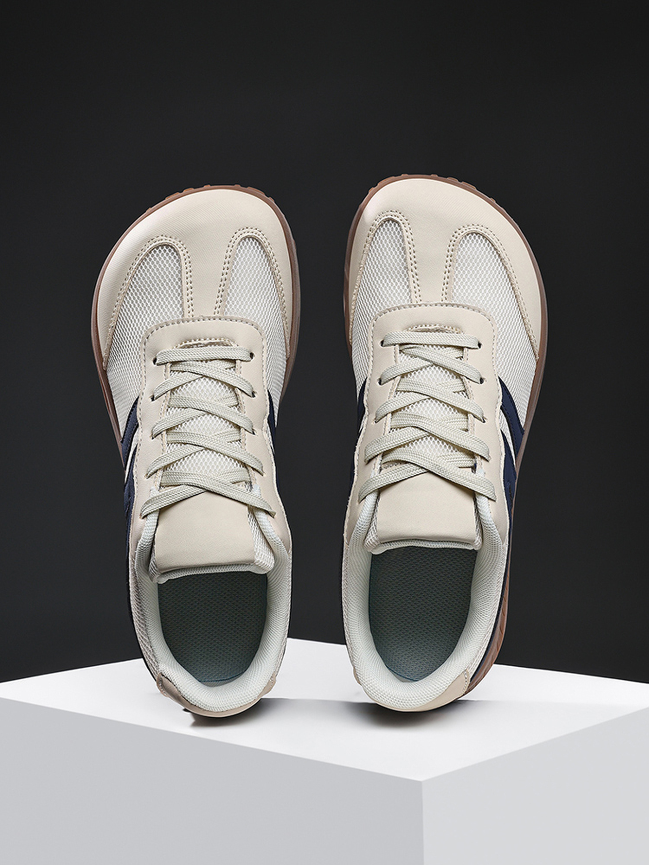 Beige Mesh Lightweight Sports Sneakers