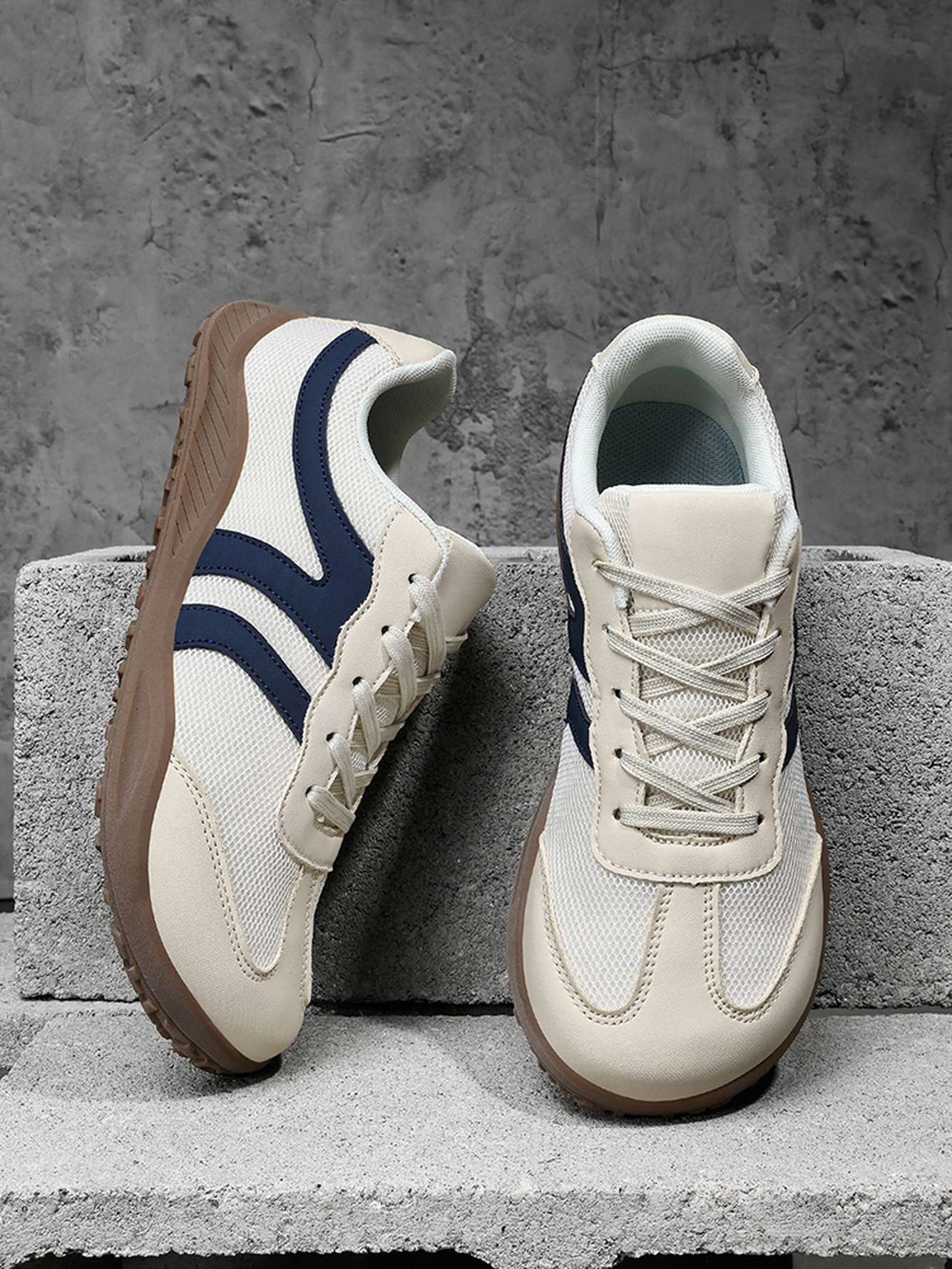 Beige Mesh Lightweight Sports Sneakers