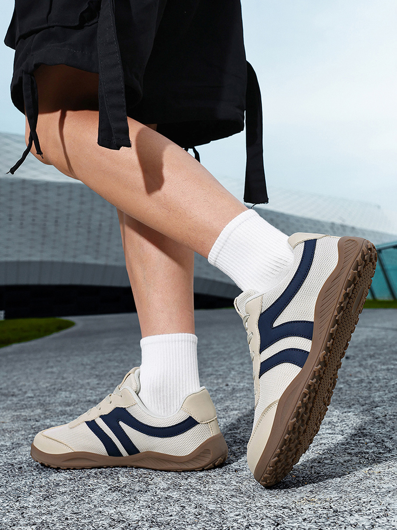 Beige Mesh Lightweight Sports Sneakers