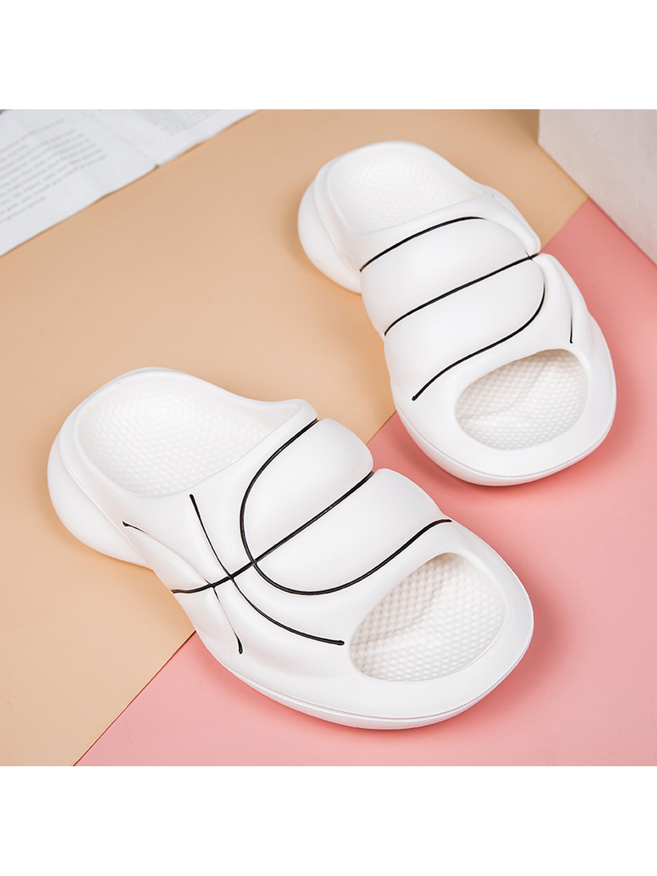 White Casual Comfort Slides