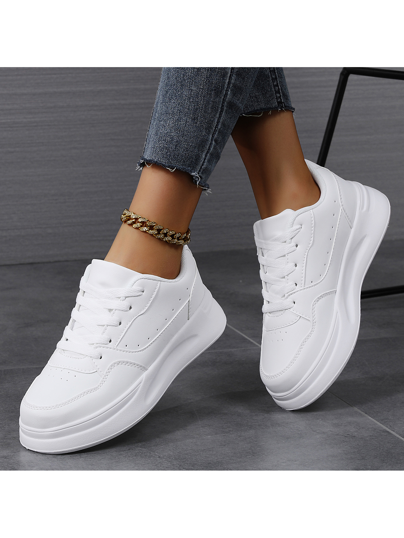 White Flat Casual Sneakers