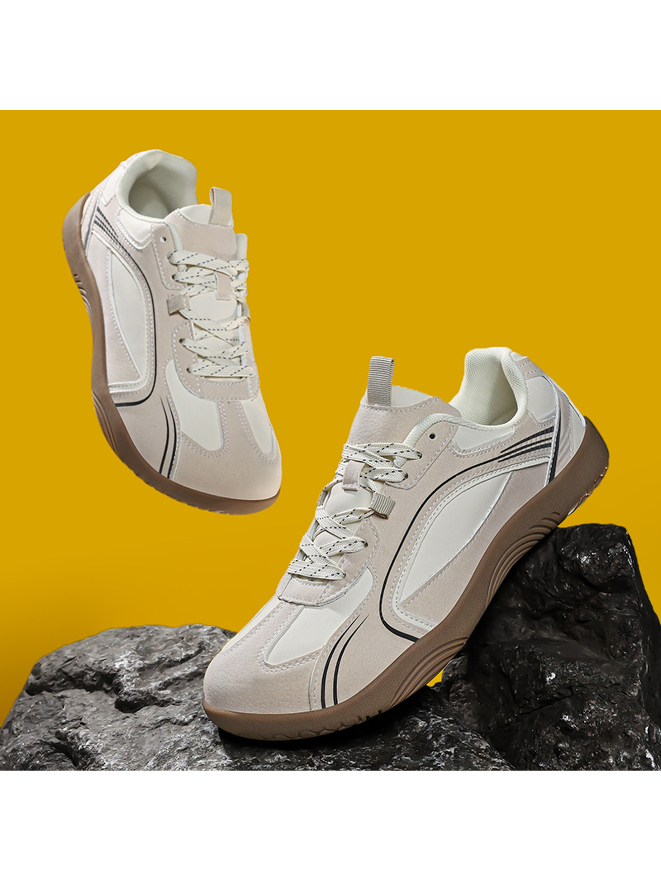 Men Beige Sports Sneakers