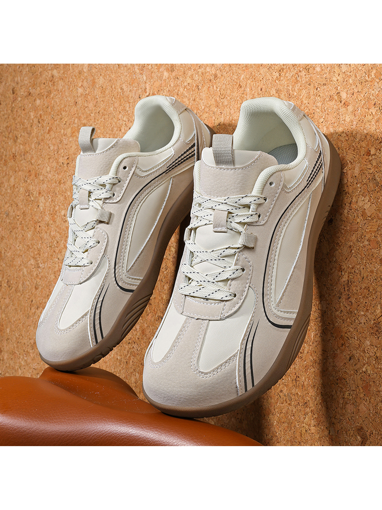 Men Beige Sports Sneakers