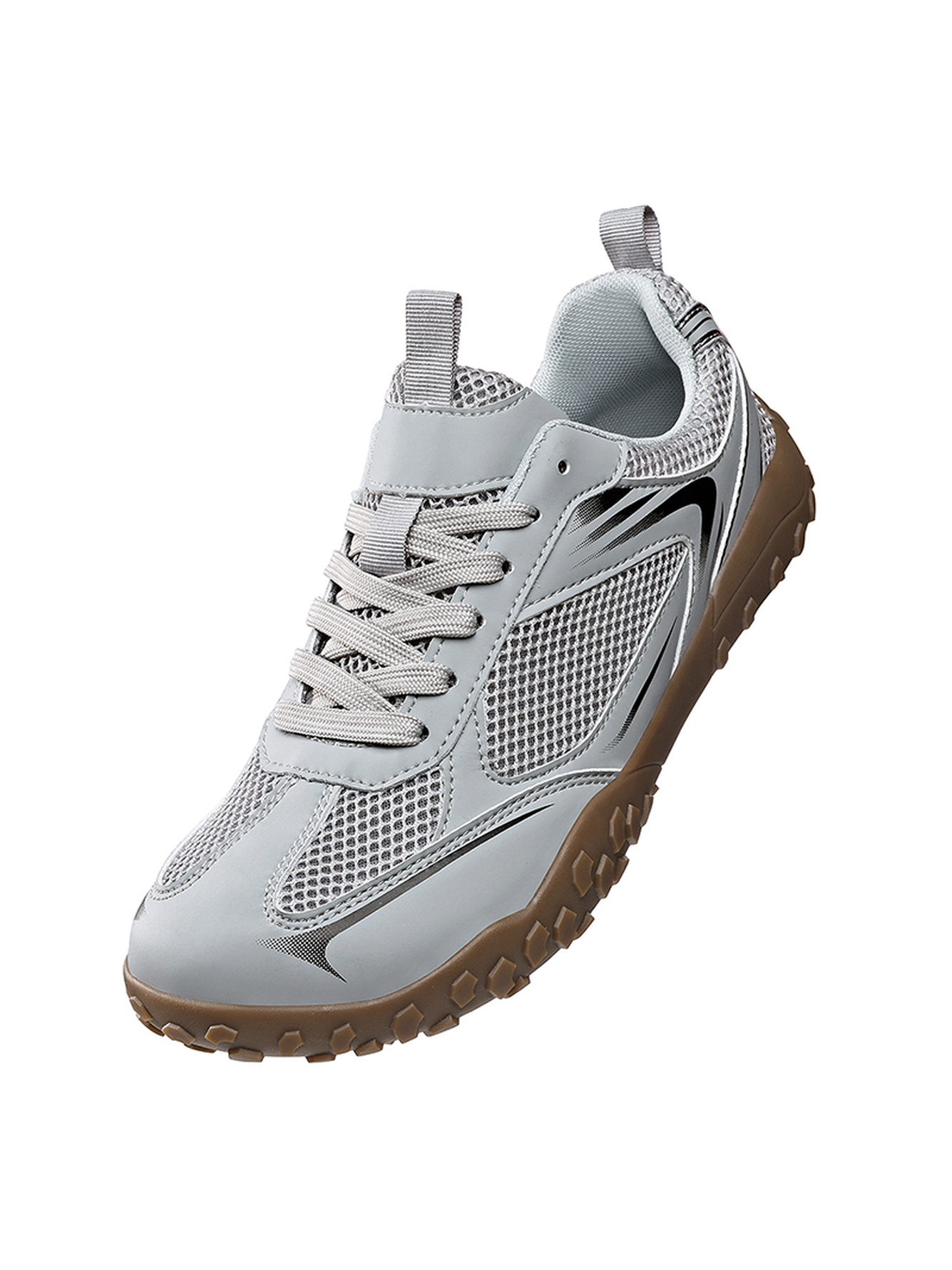 Men Grey Mesh Sports Sneakers