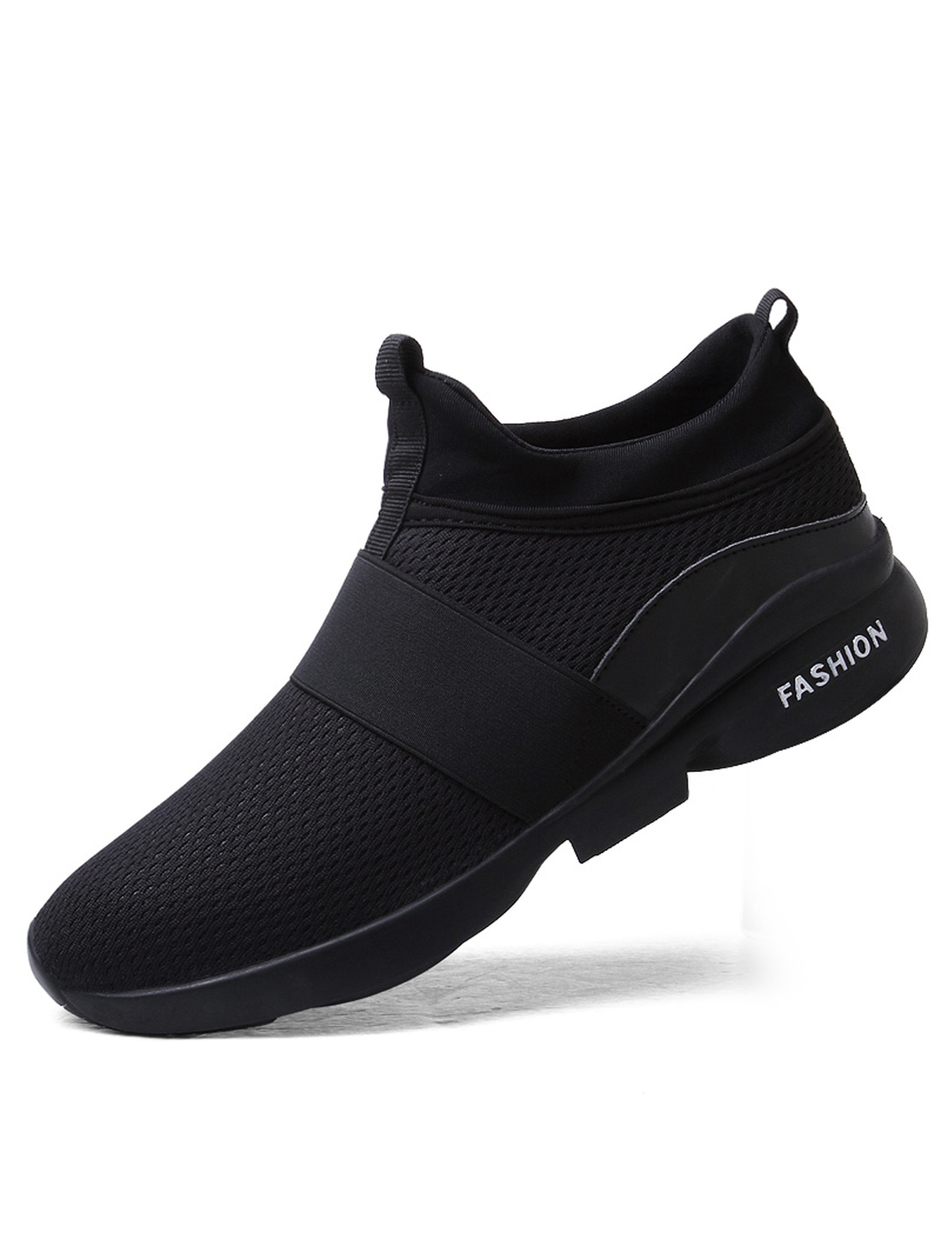 Men Black Slip-On Sports Sneakers