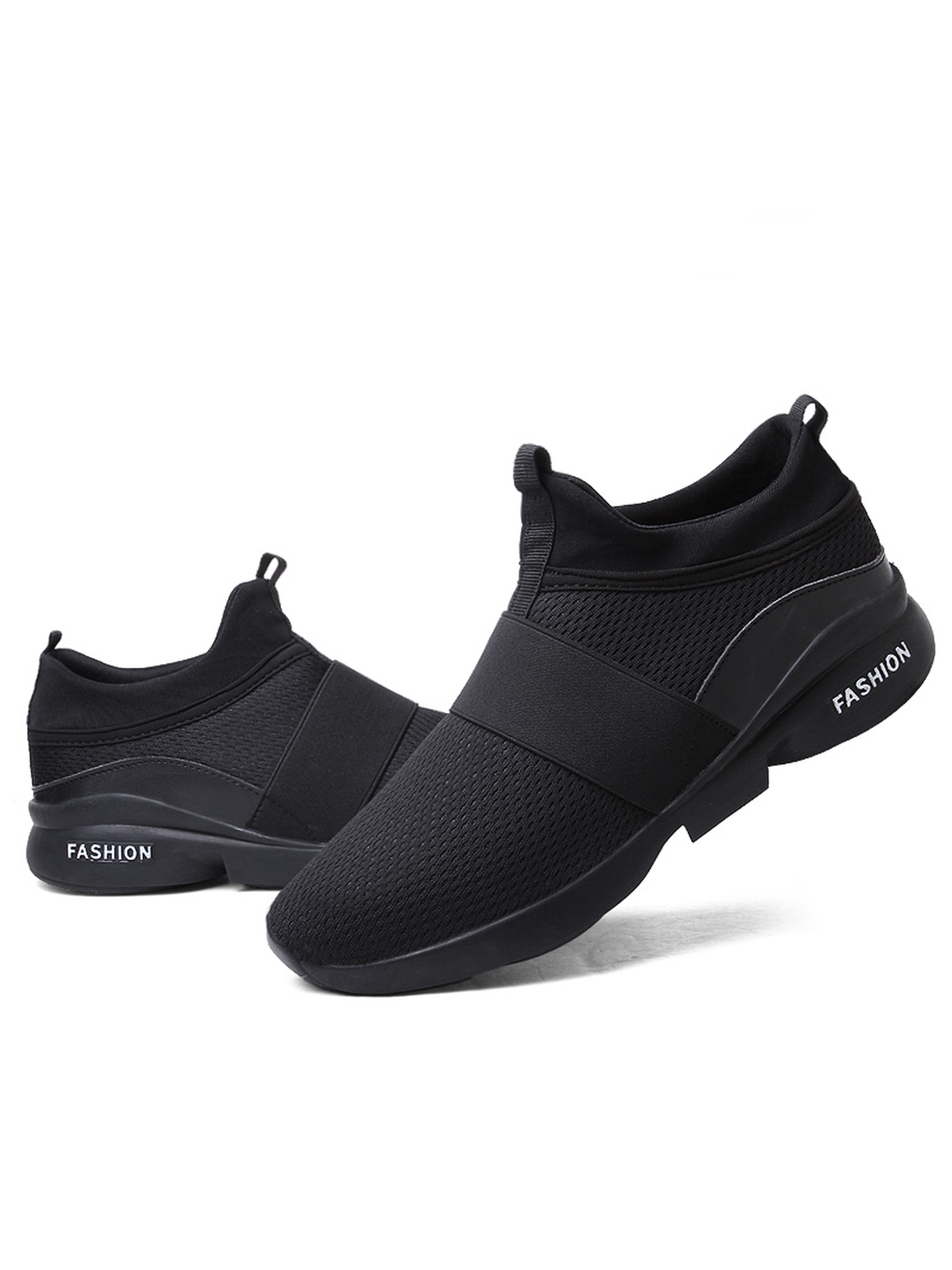 Men Black Slip-On Sports Sneakers